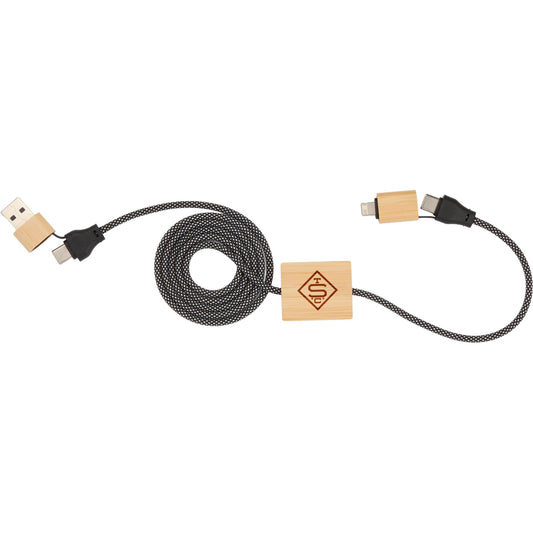 Custom logo FSC® 100% Bamboo 5-in-1 100W Laptop Charging Cable