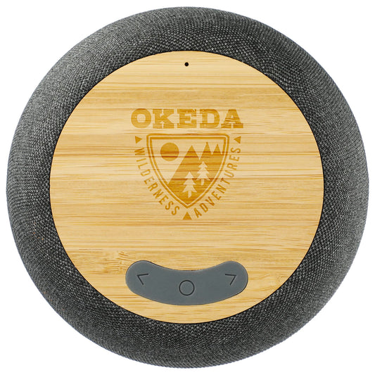 Custom logo Garm Fabric & Bamboo Speaker with Wireless Chargin