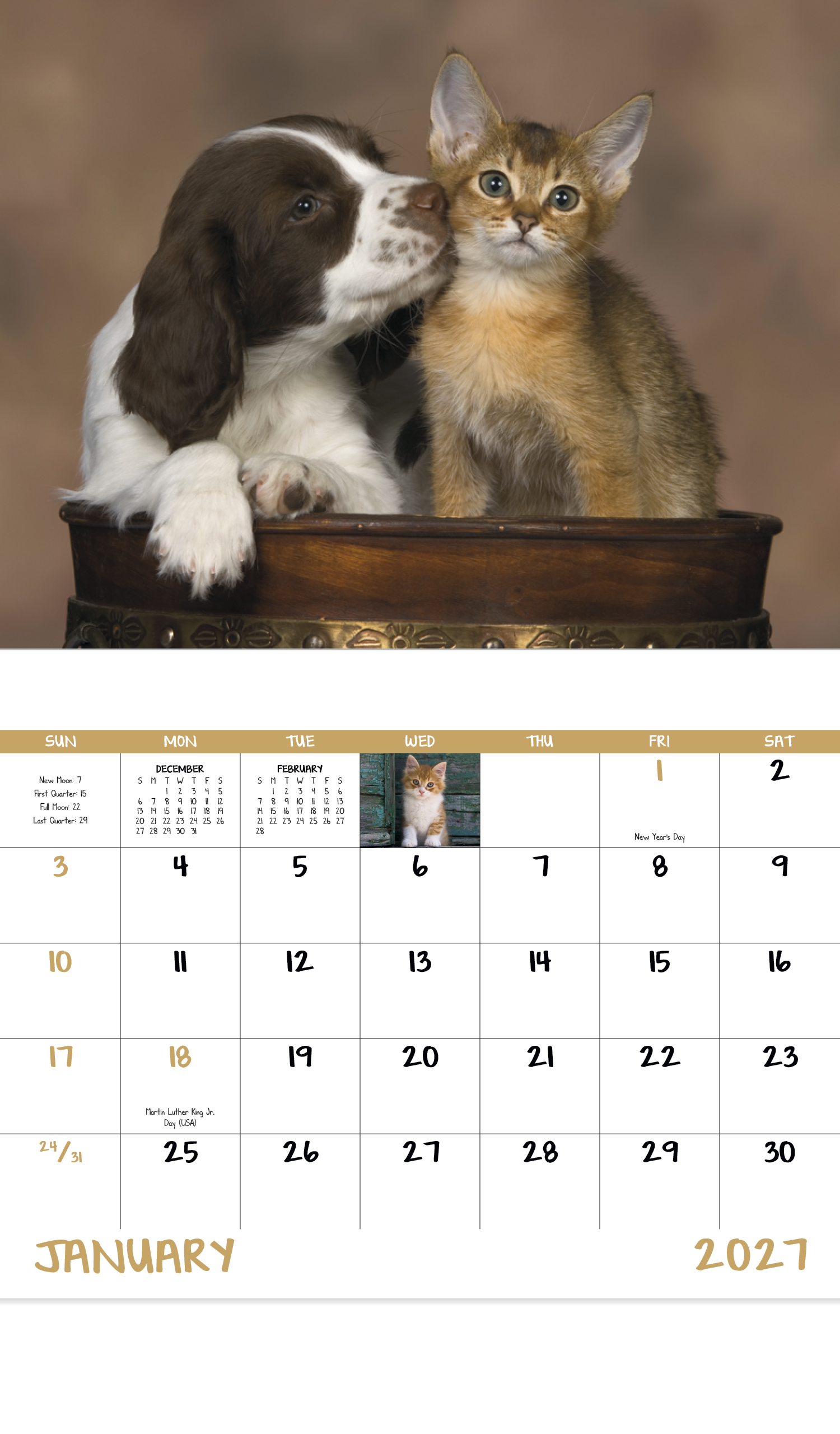 Puppies & Kittens - Stapled Calendar