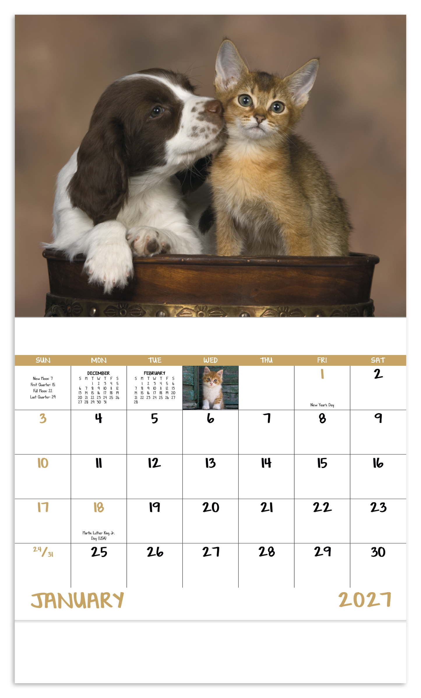 Puppies & Kittens - Stapled Calendar