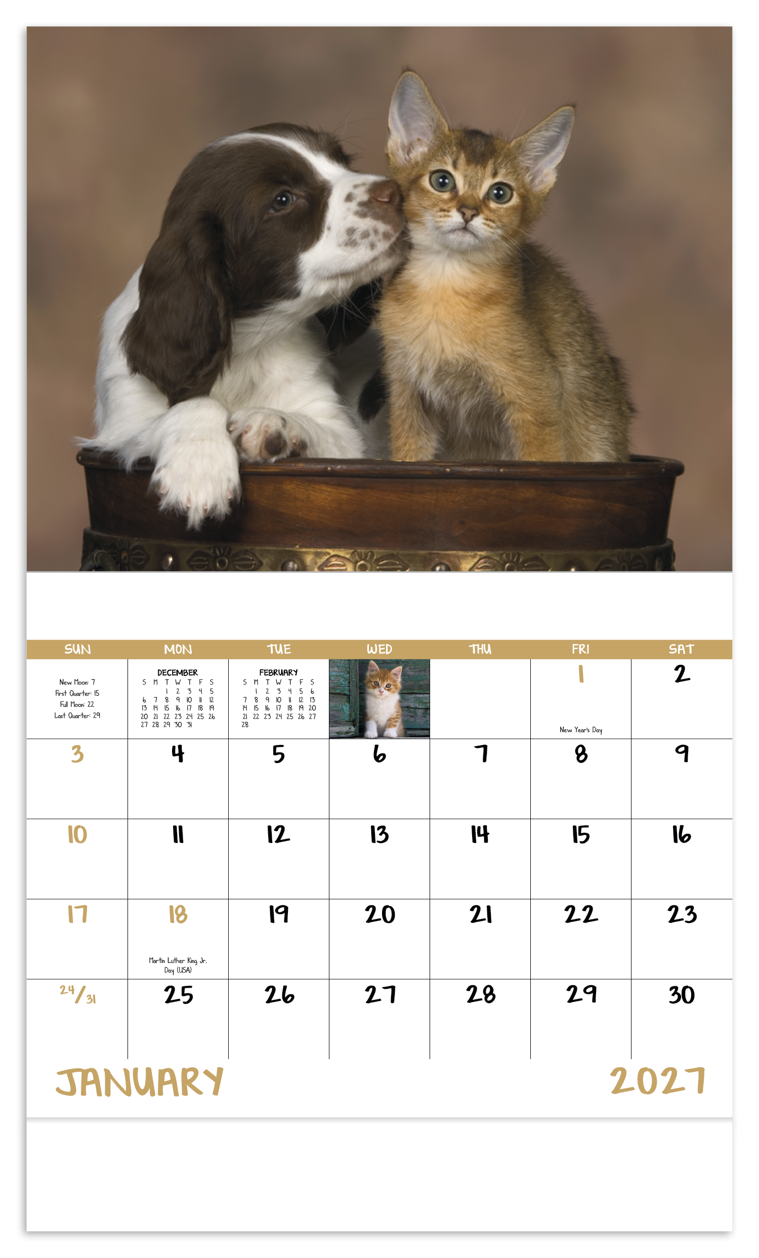 Puppies & Kittens - Stapled Calendar