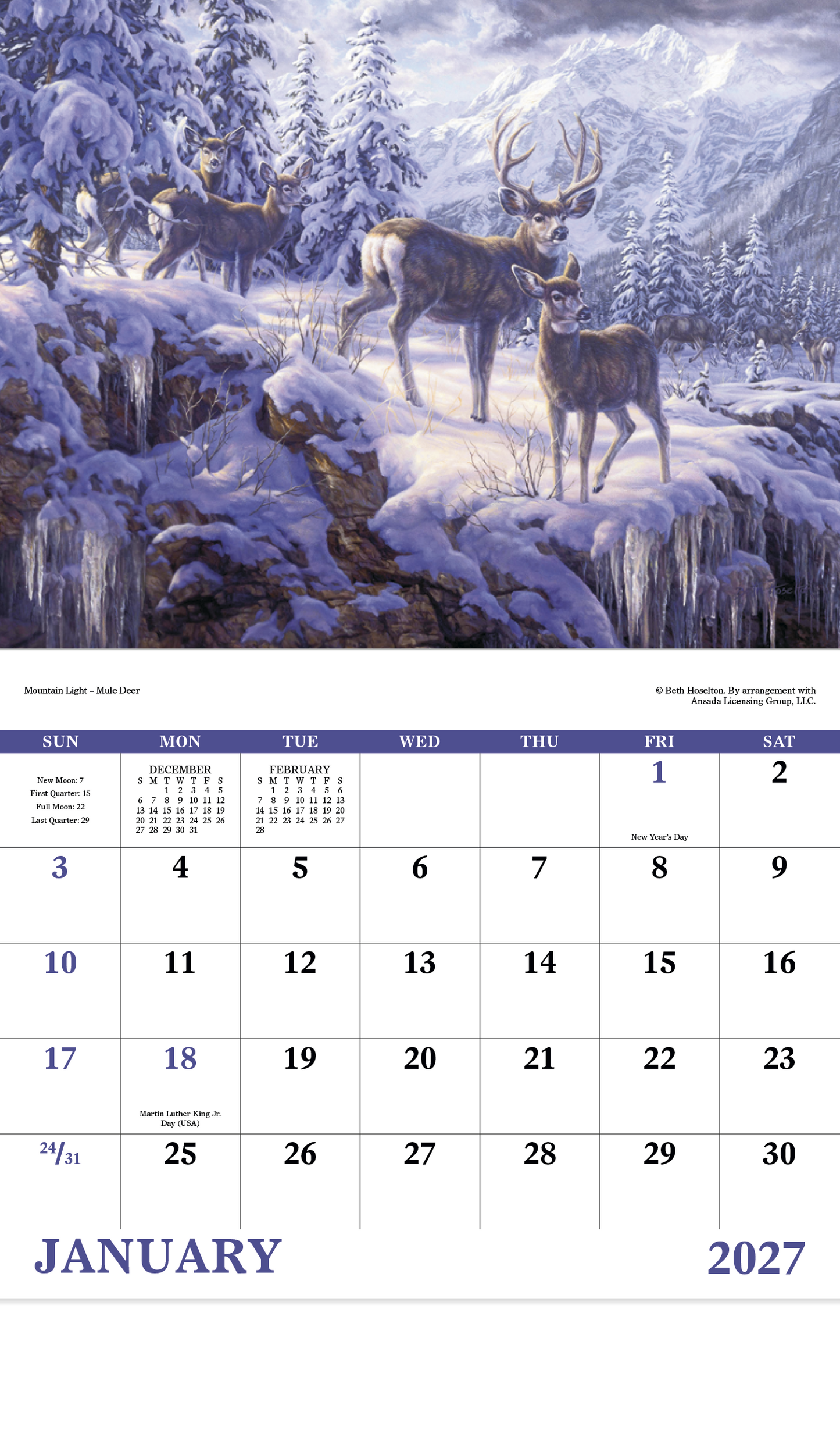 Wildlife Canvas - Stapled Calendar
