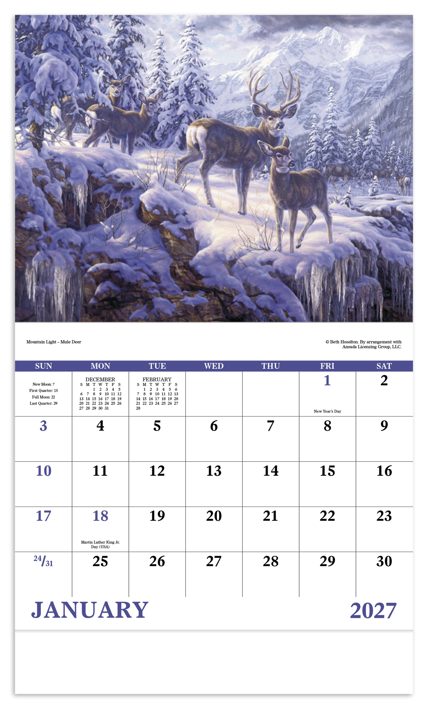 Wildlife Canvas - Stapled Calendar