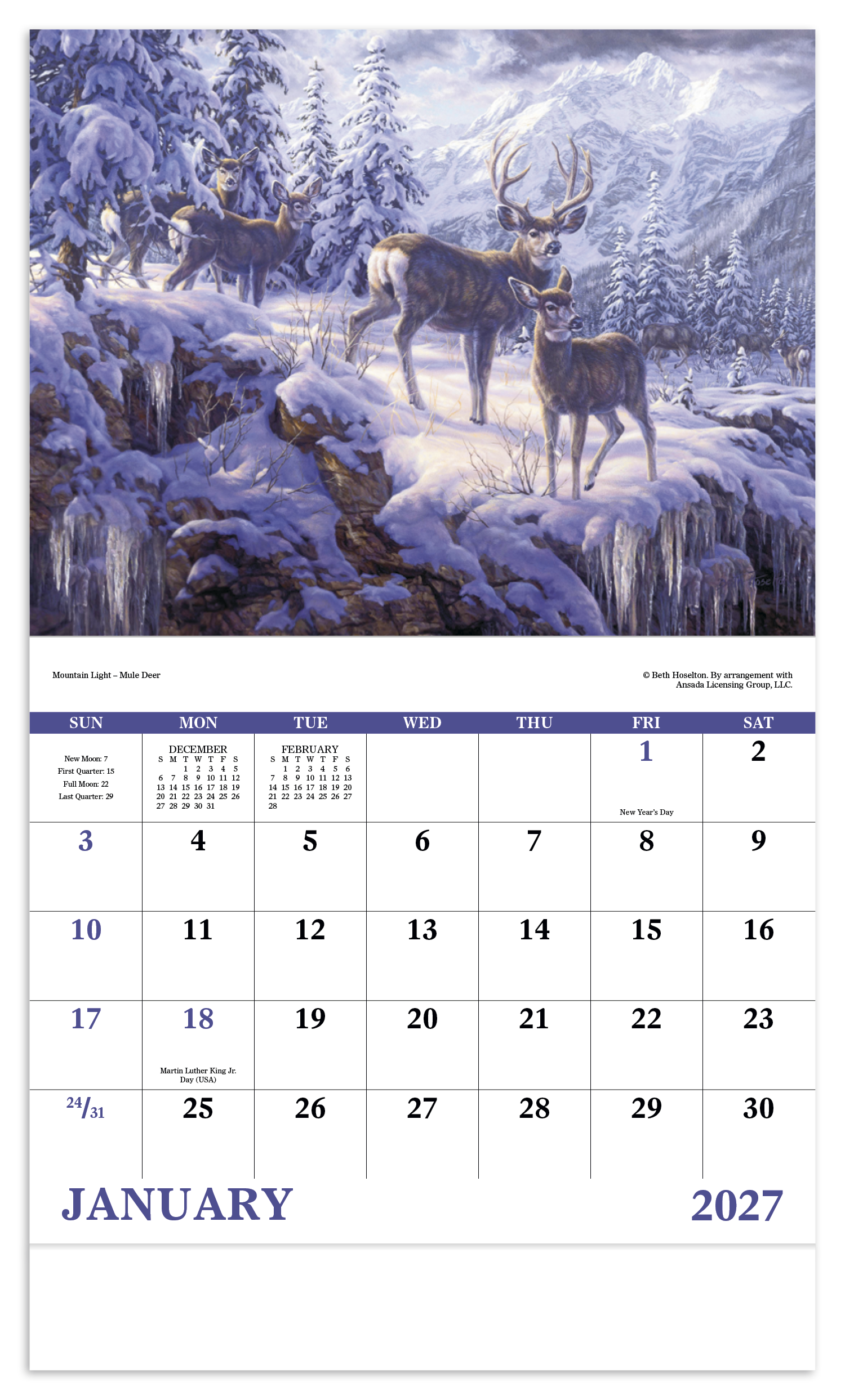 Wildlife Canvas - Stapled Calendar