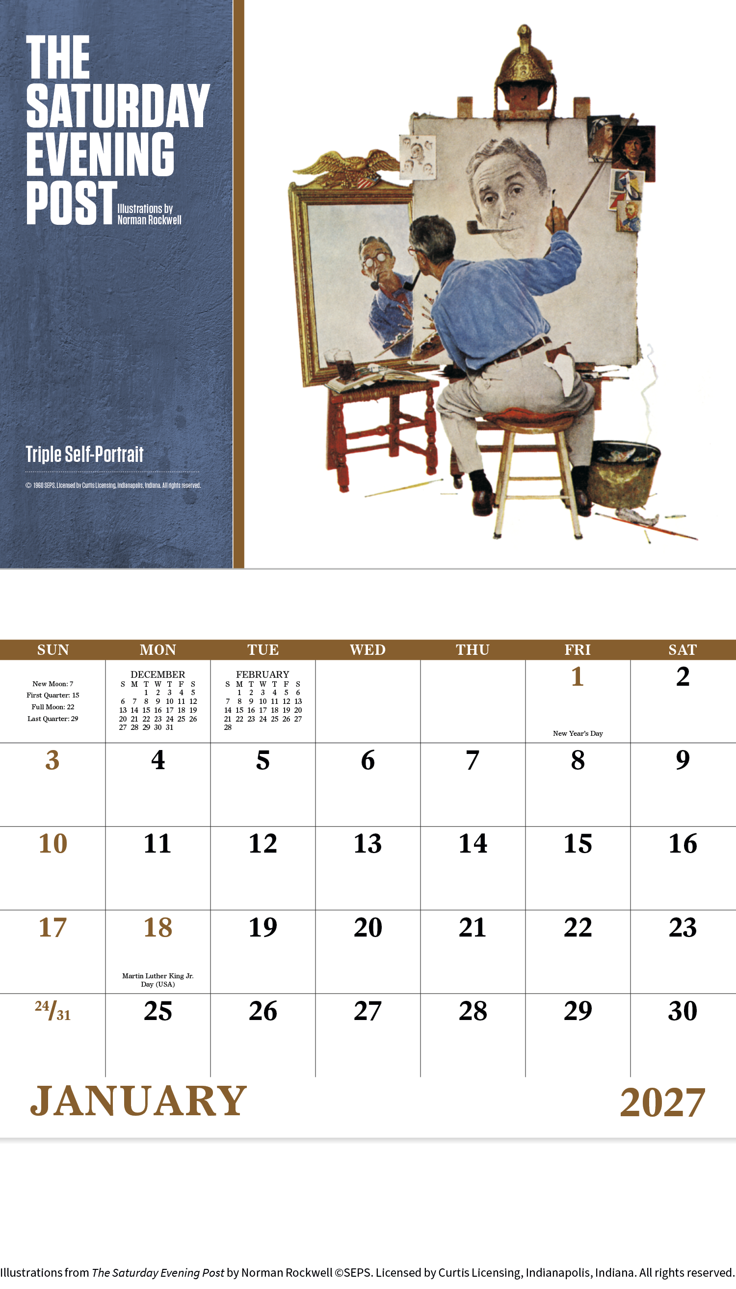 The Saturday Evening Post Illustrations by Norman Rockwell – Stapled Calendar
