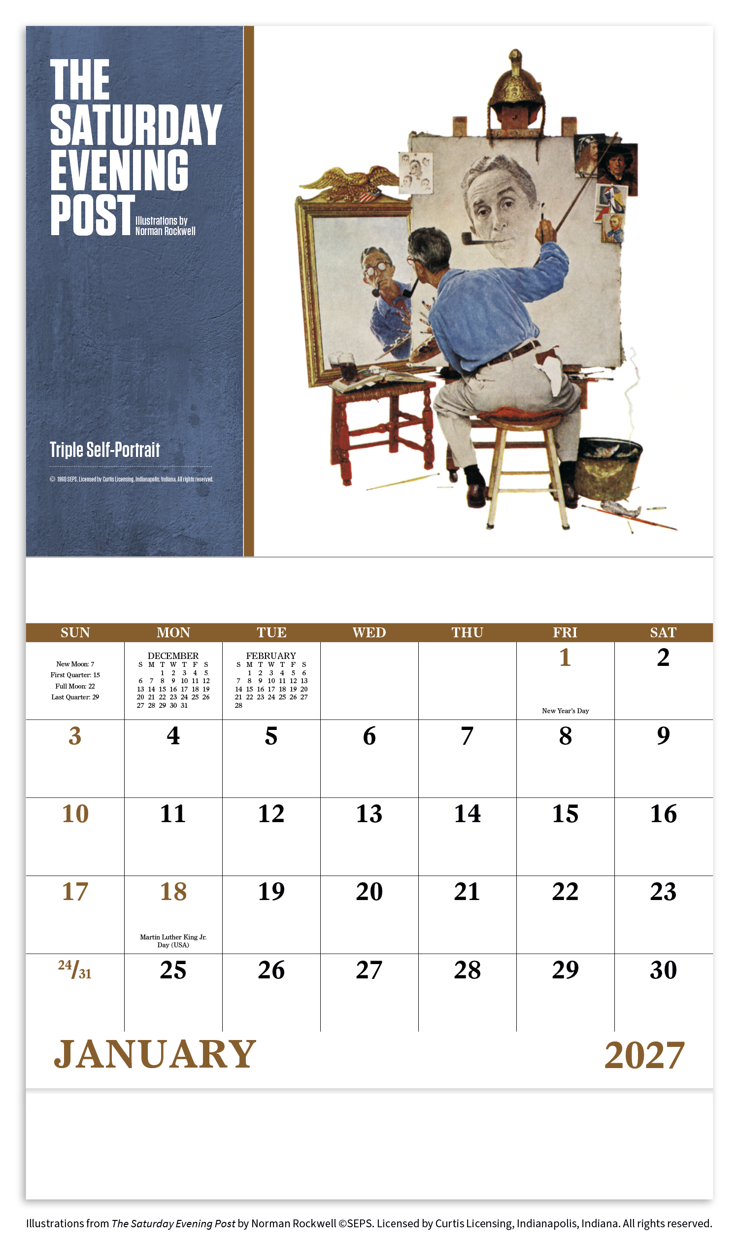 The Saturday Evening Post Illustrations by Norman Rockwell – Stapled Calendar
