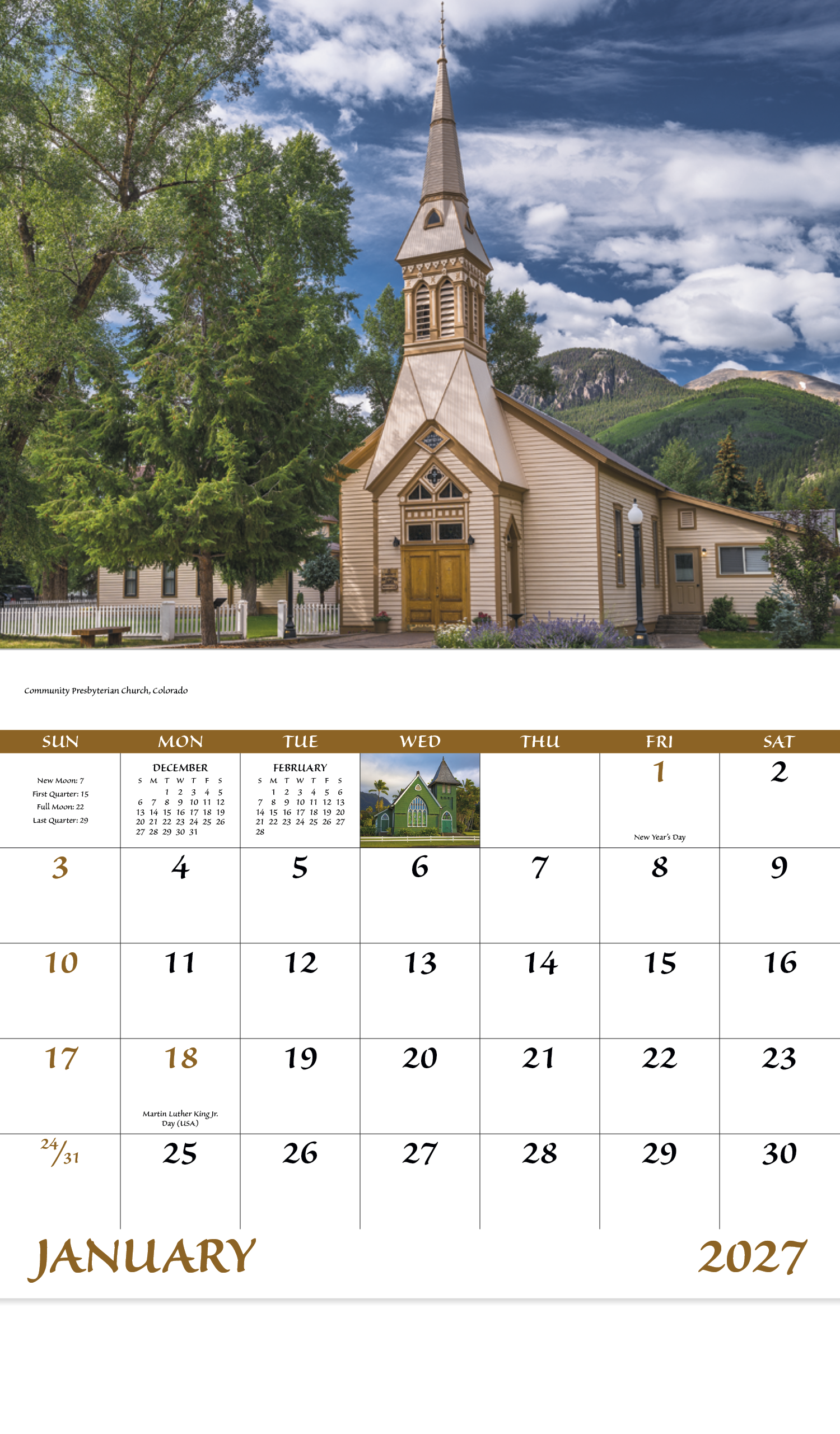 Scenic Churches - Stapled Calendar