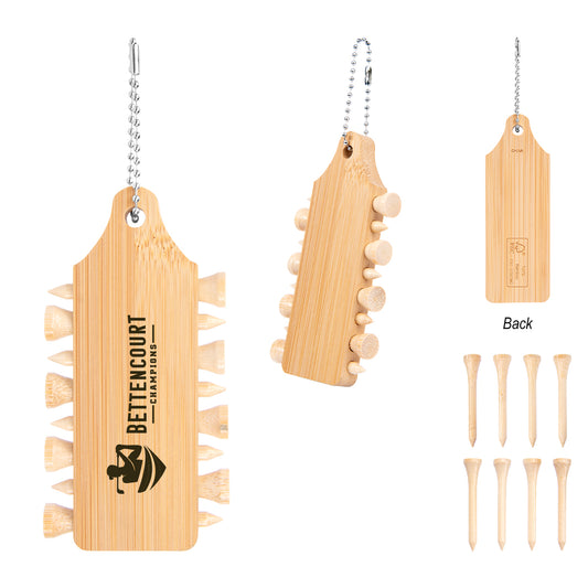 Custom logo Bamboo Golf Tee Set Keychain