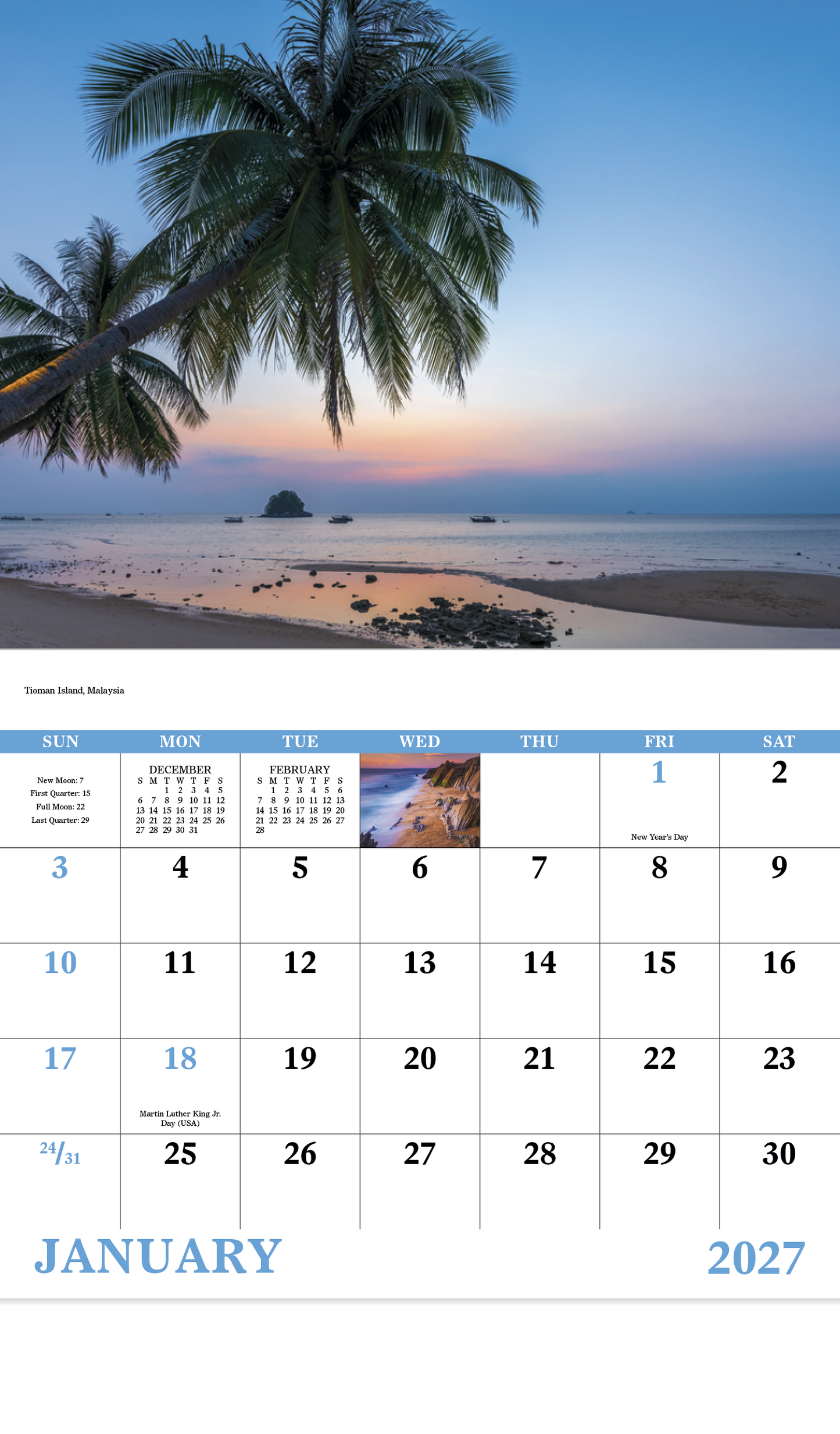 Beach Paradise - Stapled Calendar