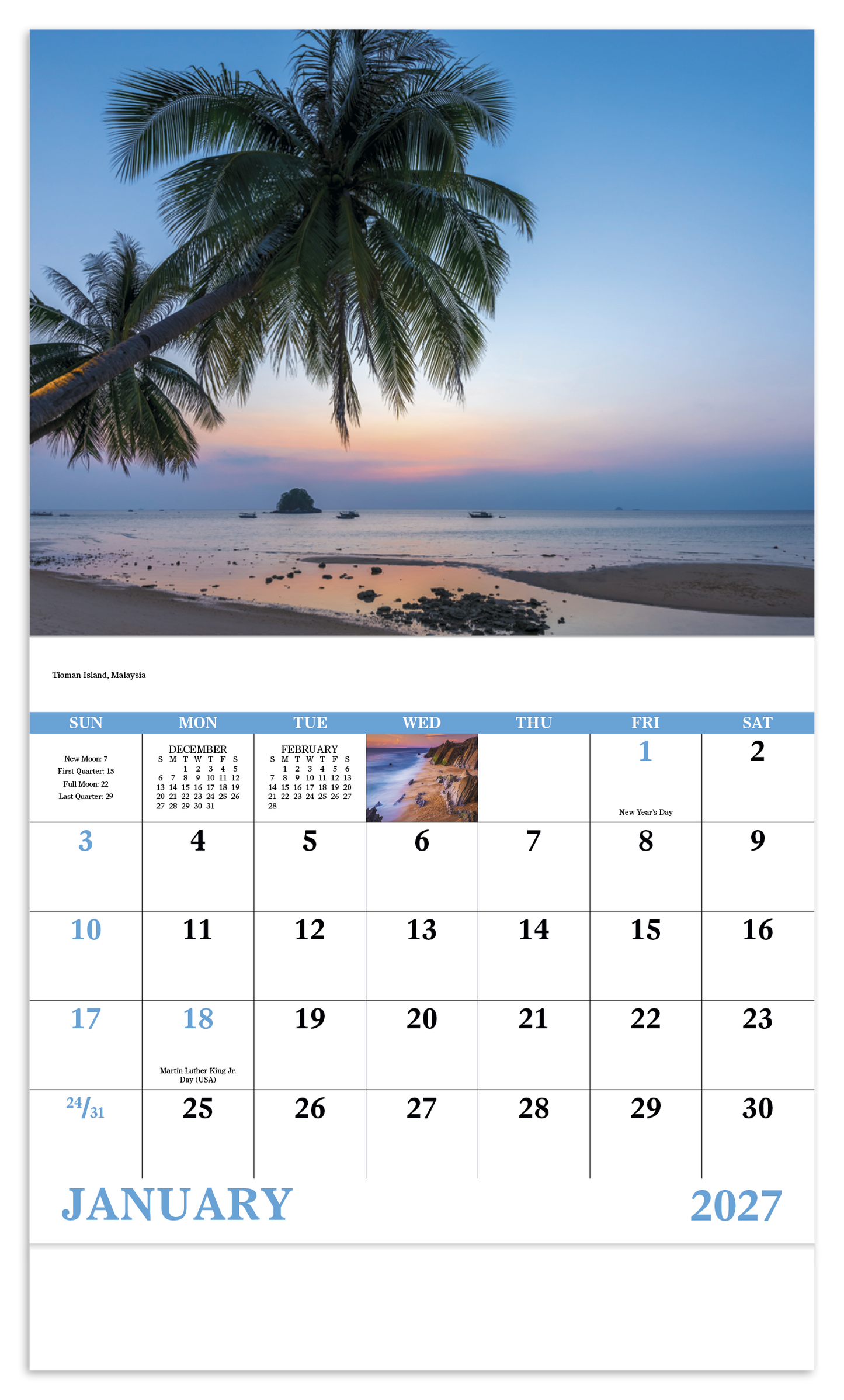Beach Paradise - Stapled Calendar