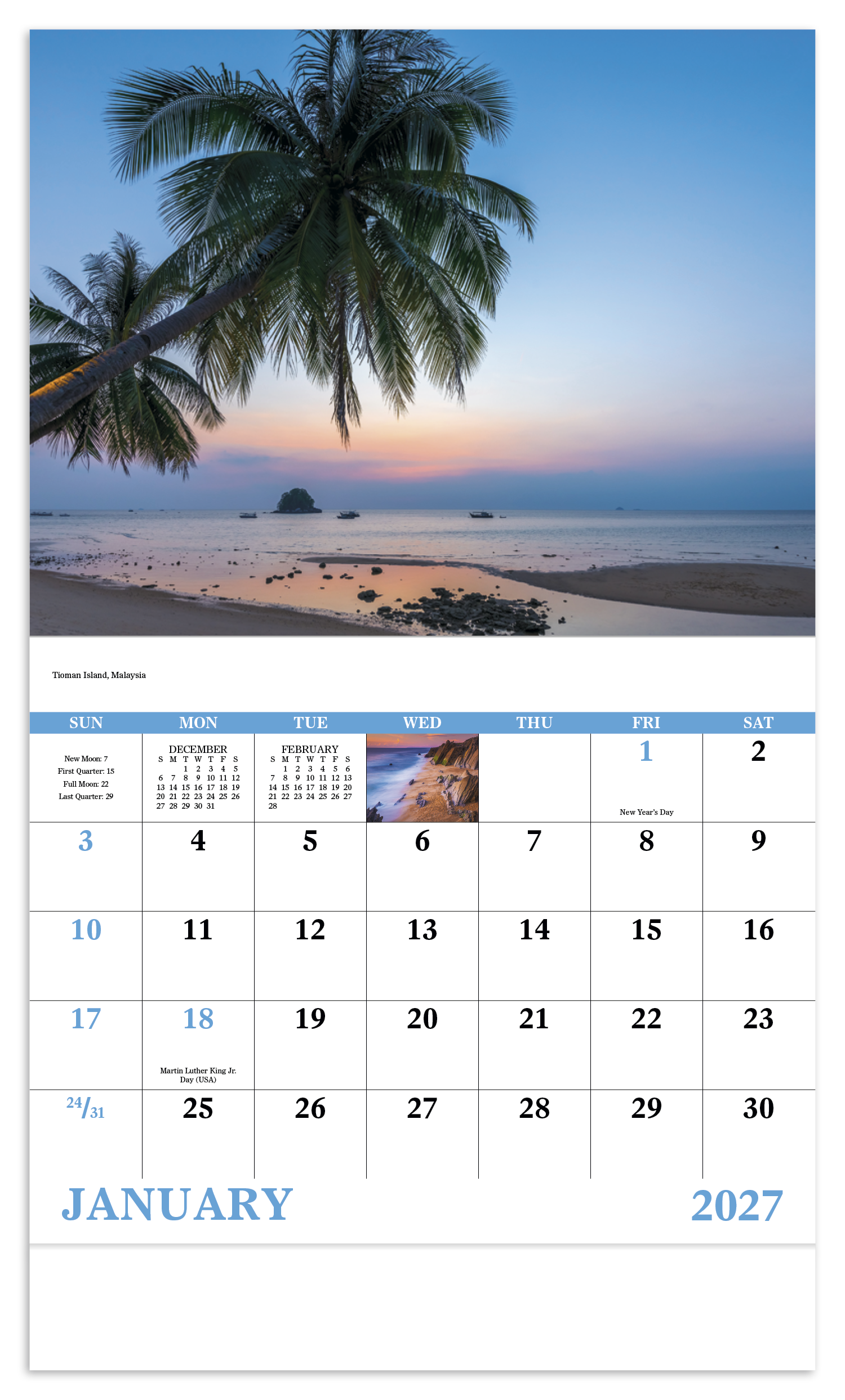 Beach Paradise - Stapled Calendar