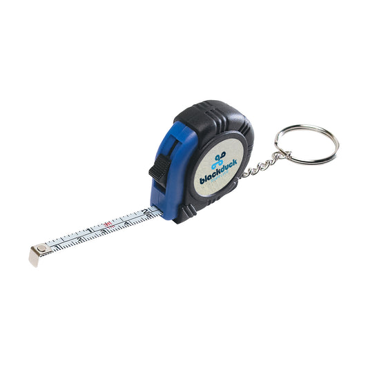 Custom logo Rubber Tape Measure Key Tag With Laminated Label
