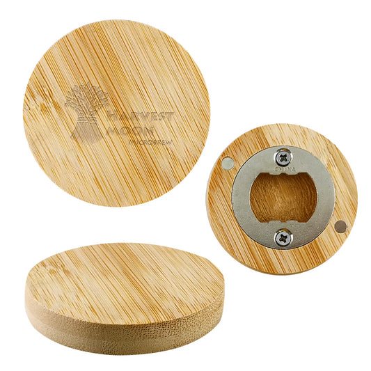 Custom logo Bamboo Bottle Opener Magnet