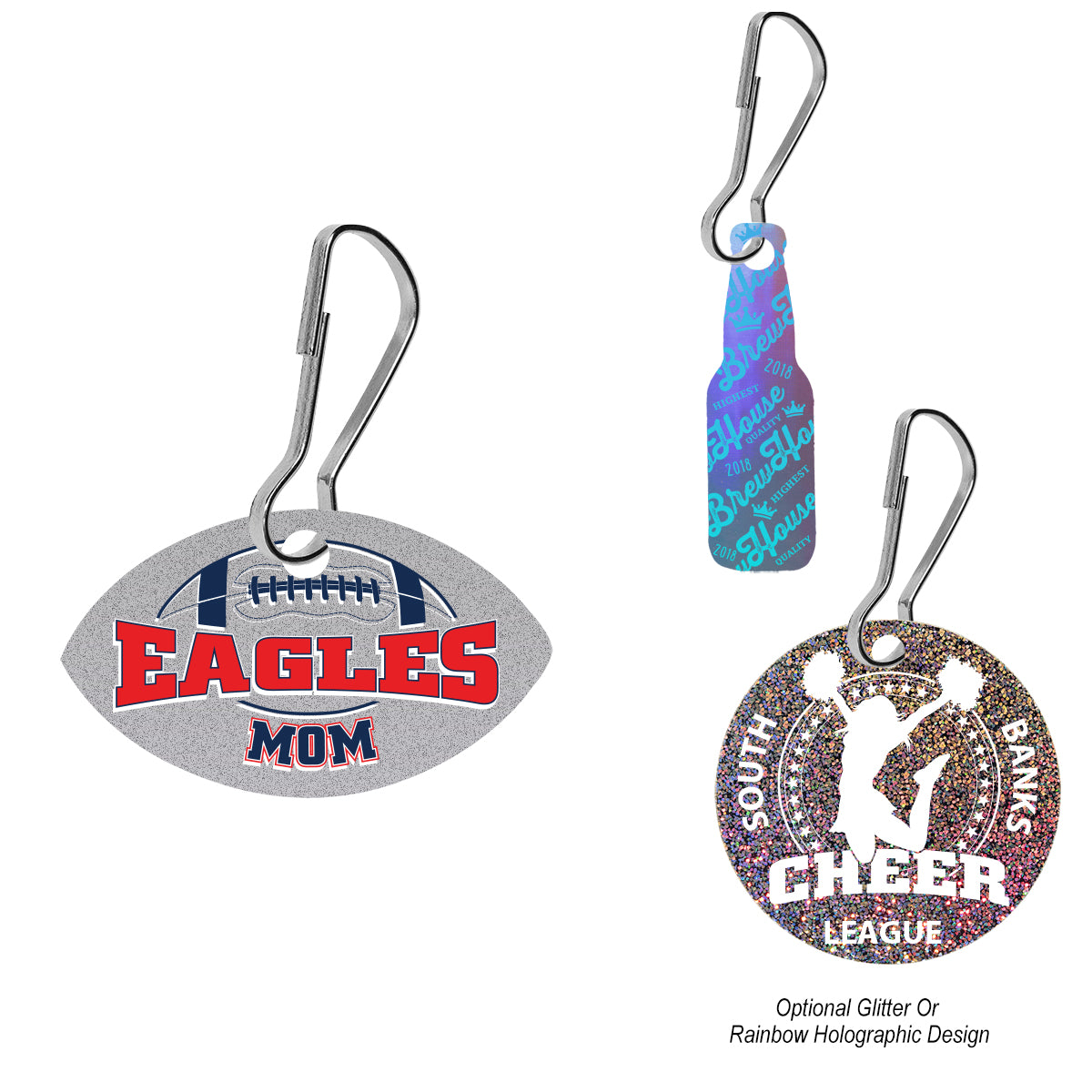 Custom Shape Acrylic Zipper Pull - Up To 2 Sq. In.