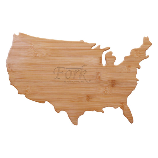 Custom logo USA Shape Bamboo Cutting Board