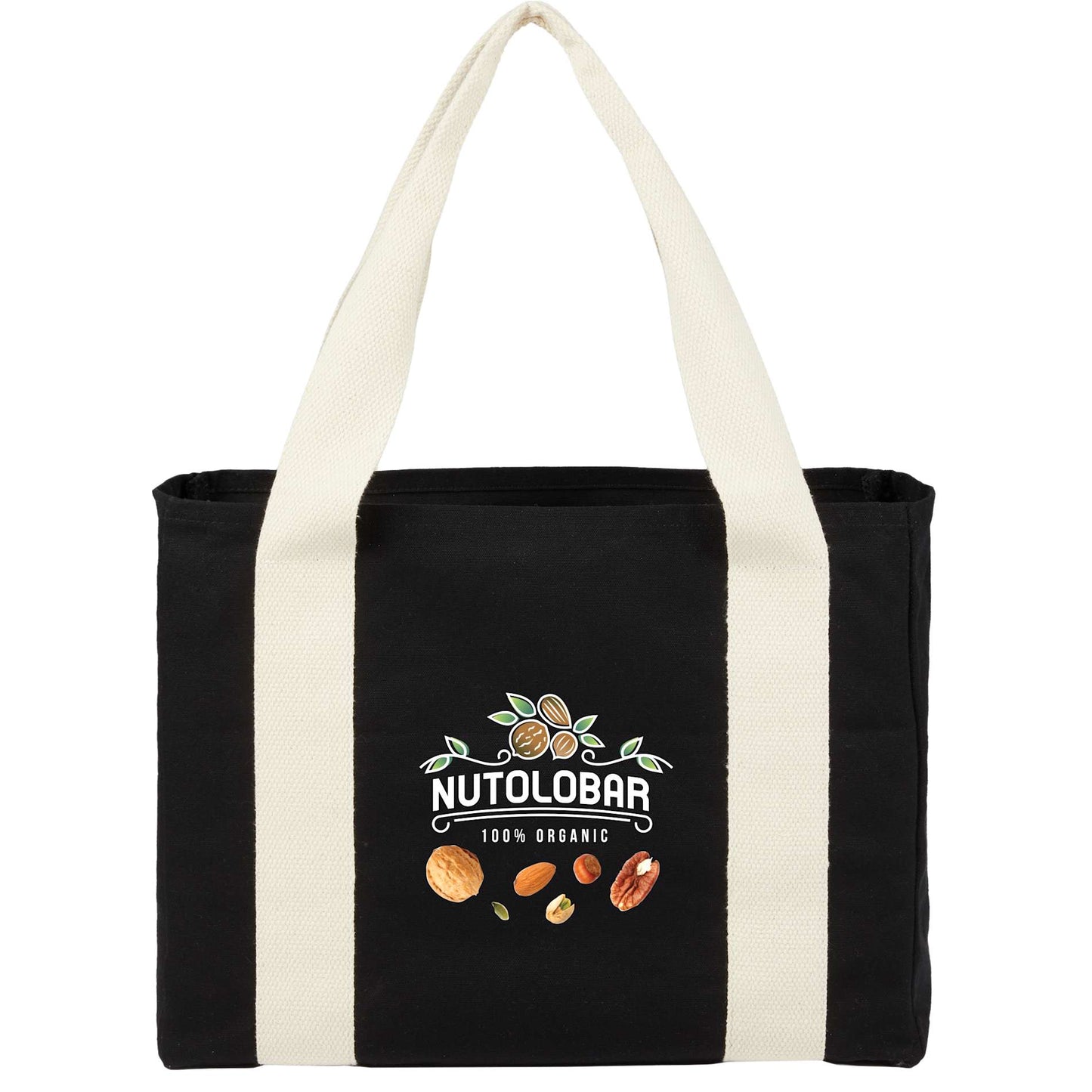 12oz Cotton Shopper Tote with Contrast Handles