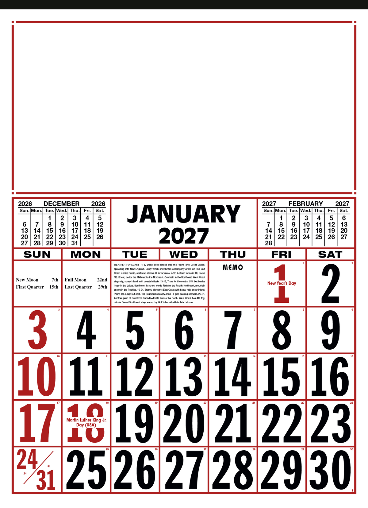 Custom logo Commercial 12-Sheet Calendar
