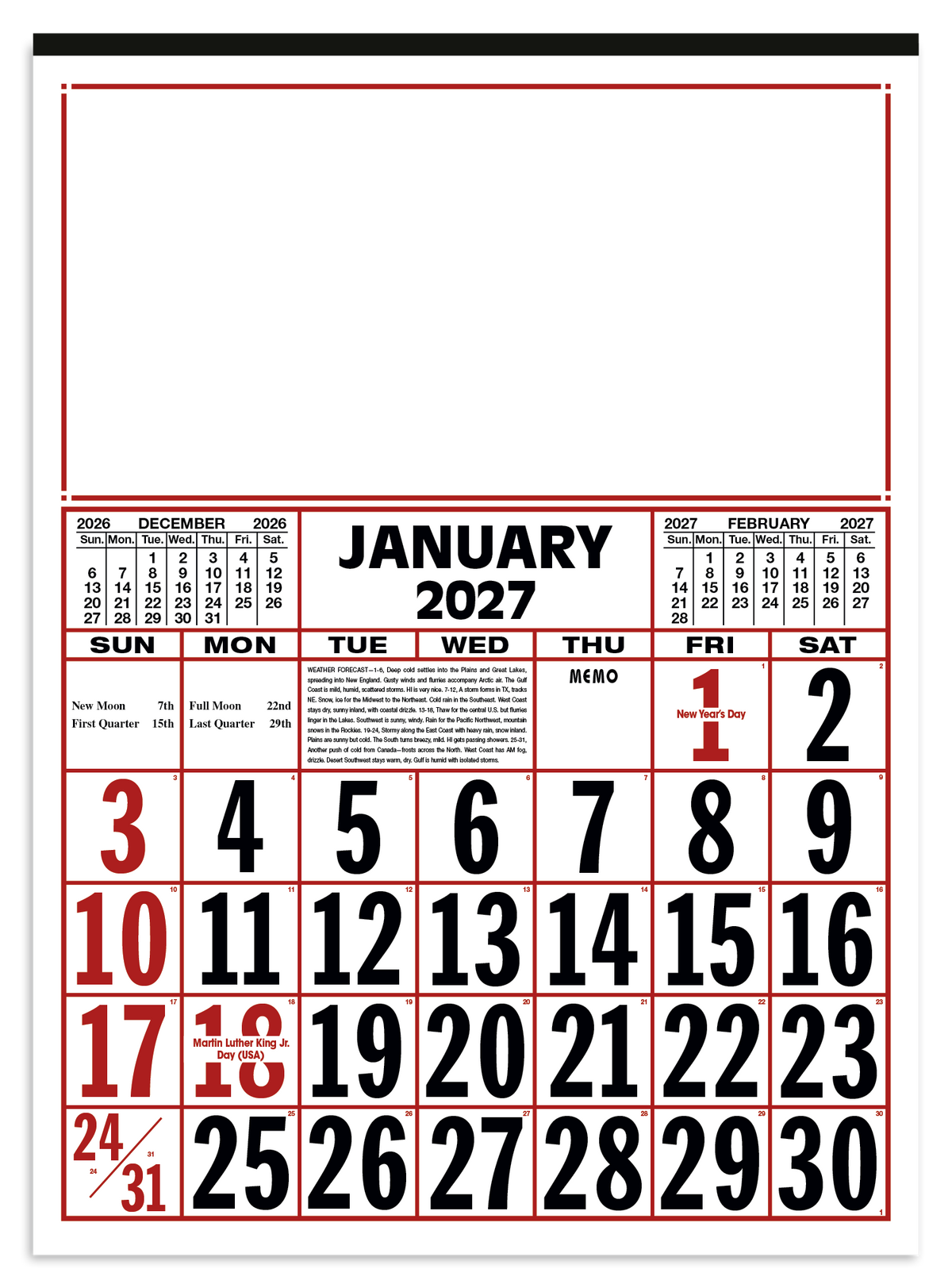 Custom logo Commercial 12-Sheet Calendar