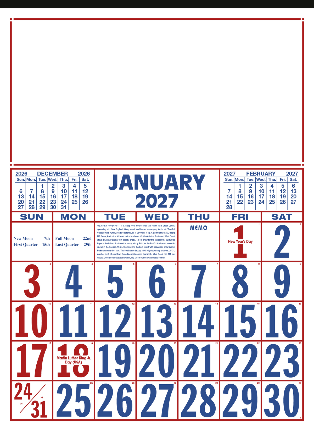 Custom logo Commercial 12-Sheet Calendar
