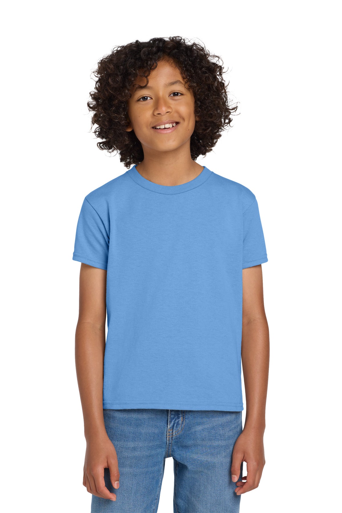 Custom logo Gildan® Youth DryBlend® 50 Cotton/50 Poly T-Shirt.  8000B in Carolina Blue