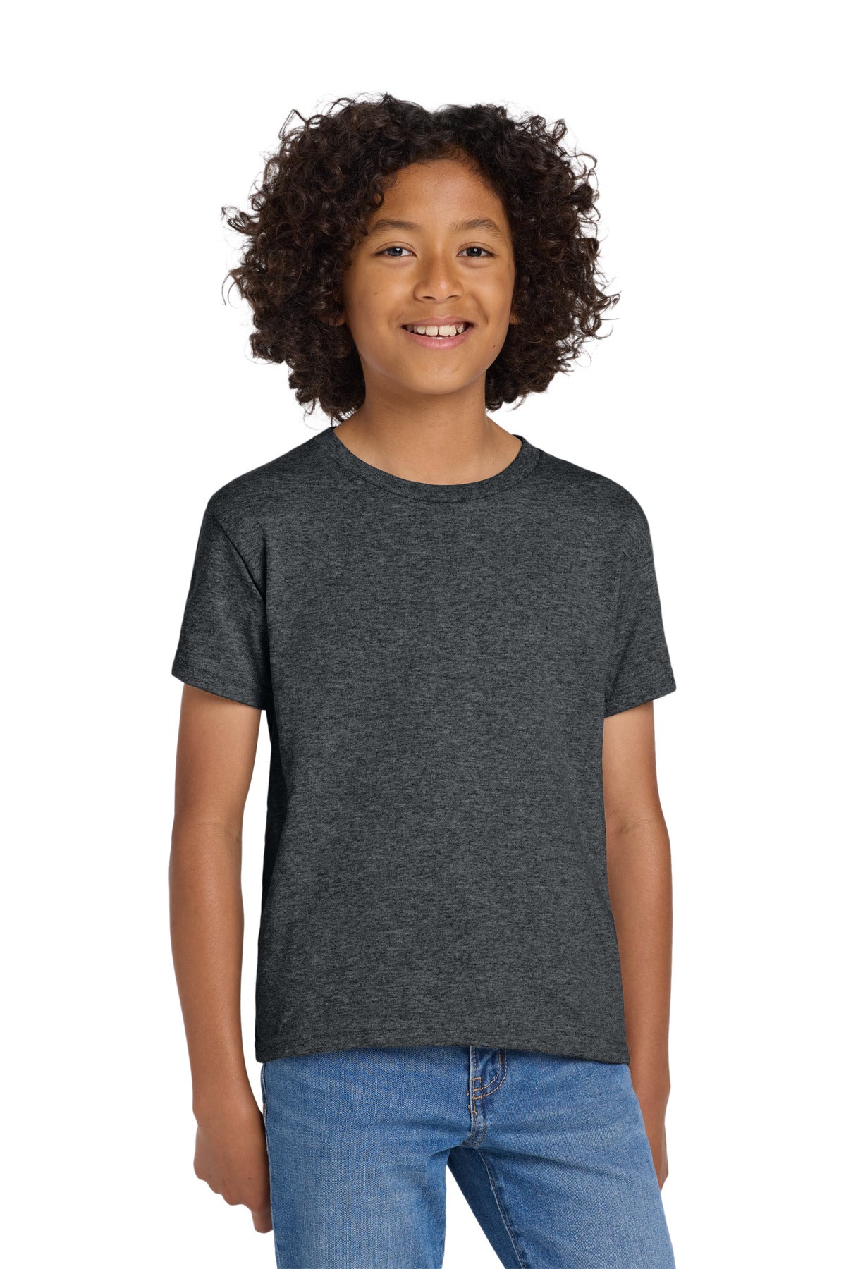 Custom logo Gildan® Youth DryBlend® 50 Cotton/50 Poly T-Shirt.  8000B in Dark Heather
