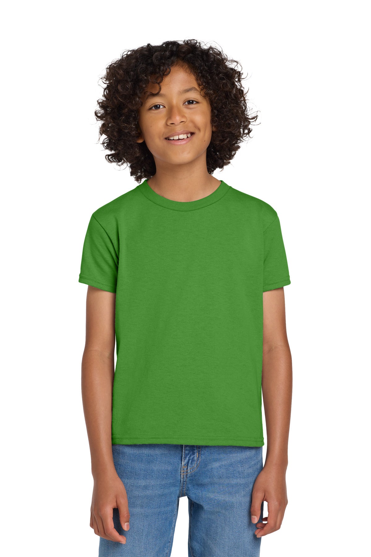 Custom logo Gildan® Youth DryBlend® 50 Cotton/50 Poly T-Shirt.  8000B in Electric Green