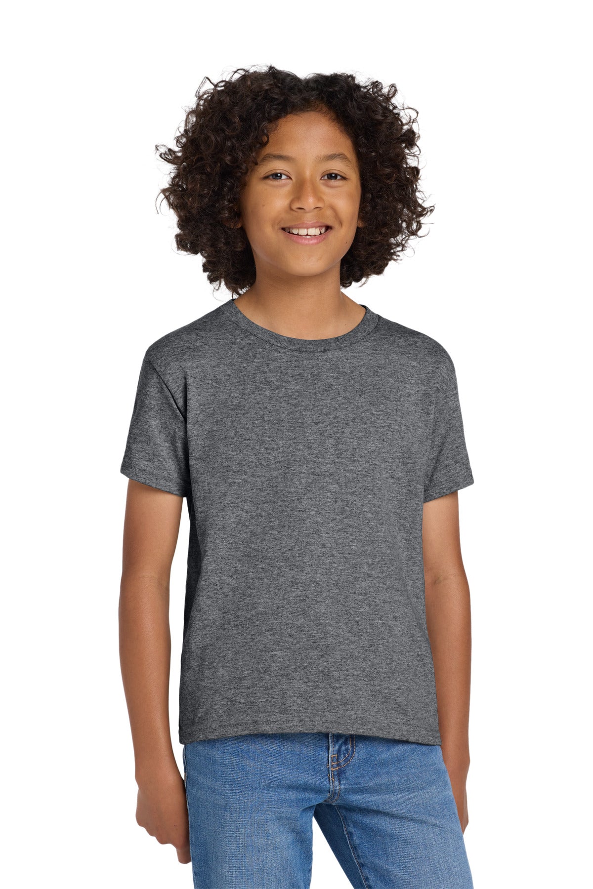 Custom logo Gildan® Youth DryBlend® 50 Cotton/50 Poly T-Shirt.  8000B in Graphite Heather