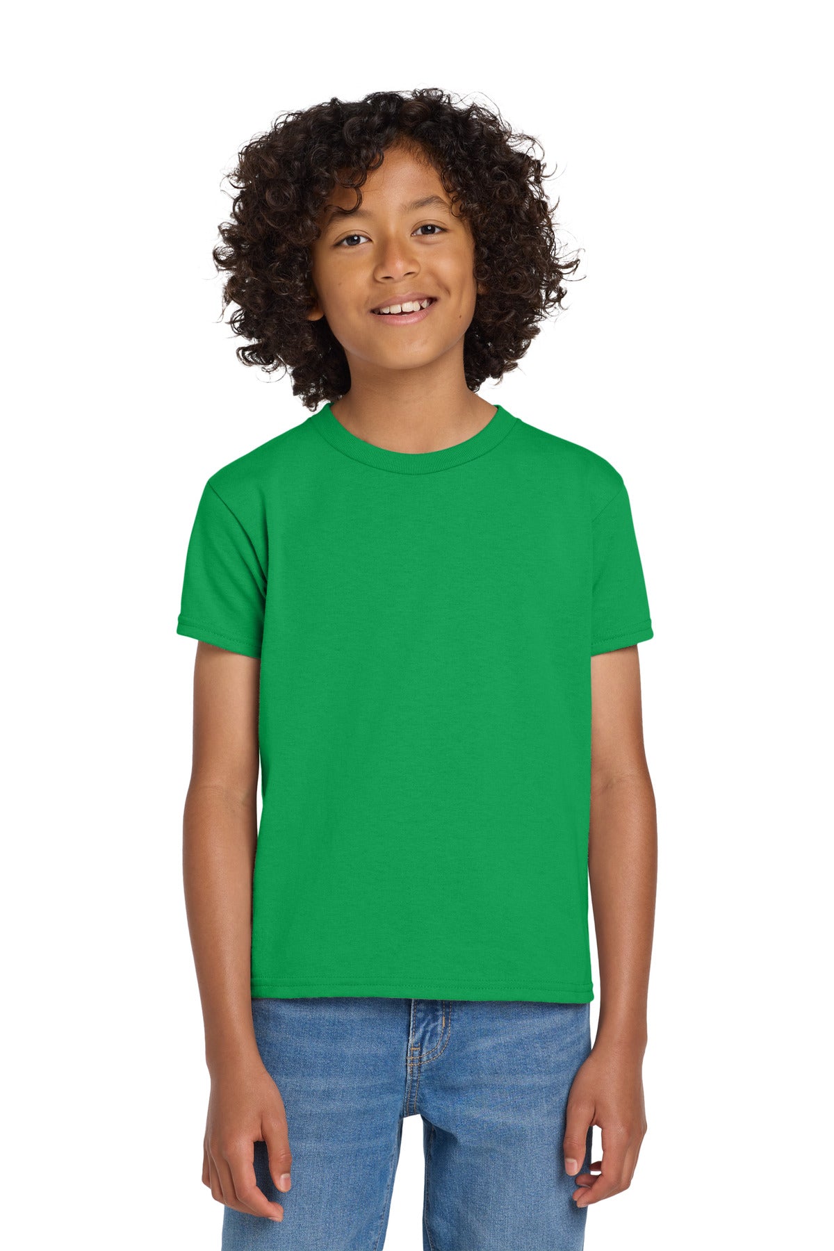 Custom logo Gildan® Youth DryBlend® 50 Cotton/50 Poly T-Shirt.  8000B in Irish Green