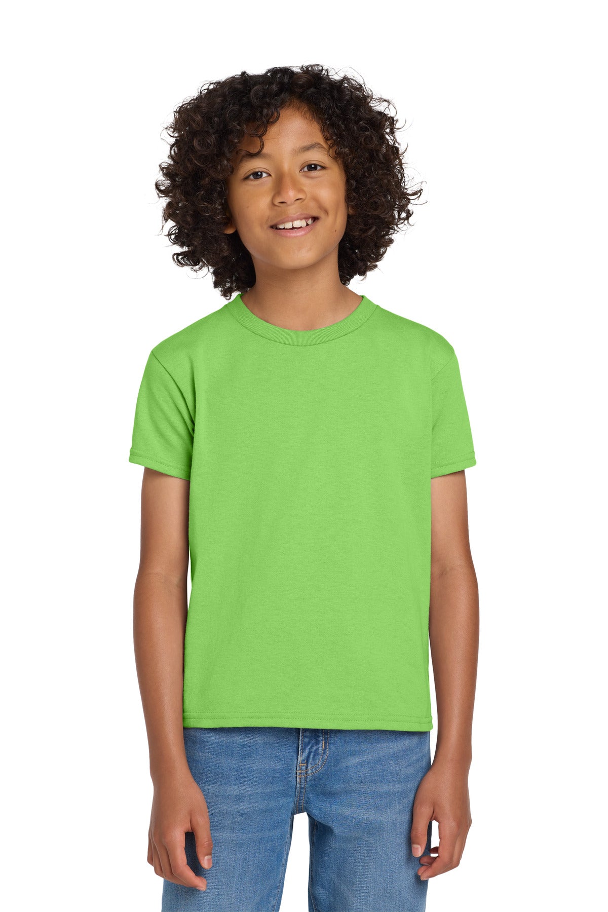Custom logo Gildan® Youth DryBlend® 50 Cotton/50 Poly T-Shirt.  8000B in Lime