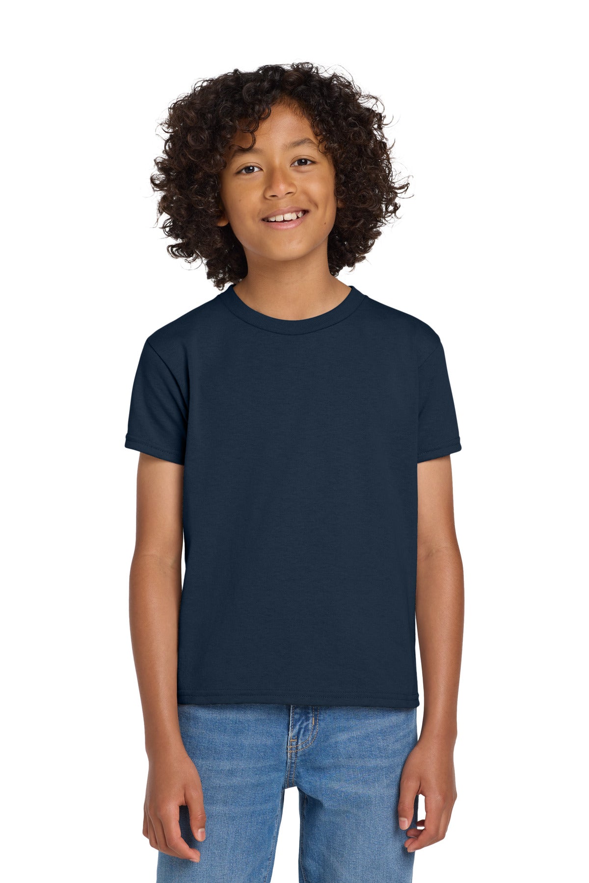 Custom logo Gildan® Youth DryBlend® 50 Cotton/50 Poly T-Shirt.  8000B in Navy