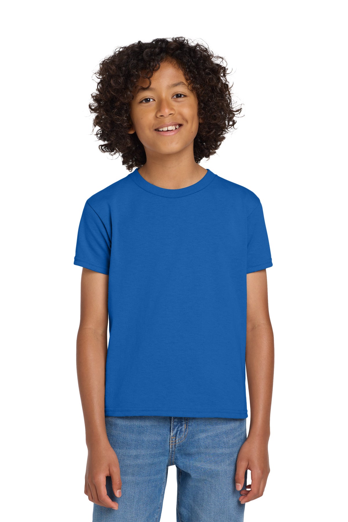 Custom logo Gildan® Youth DryBlend® 50 Cotton/50 Poly T-Shirt.  8000B in Royal