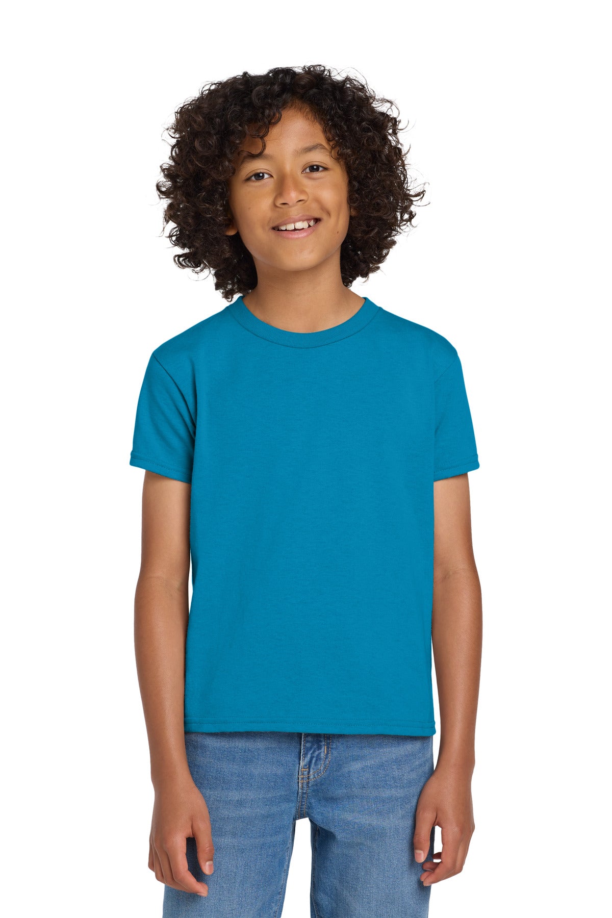 Custom logo Gildan® Youth DryBlend® 50 Cotton/50 Poly T-Shirt.  8000B in Sapphire
