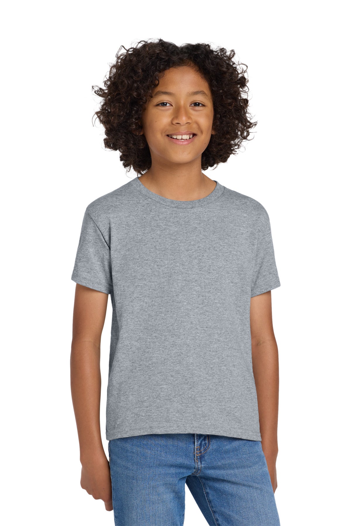 Custom logo Gildan® Youth DryBlend® 50 Cotton/50 Poly T-Shirt.  8000B in Sport Grey
