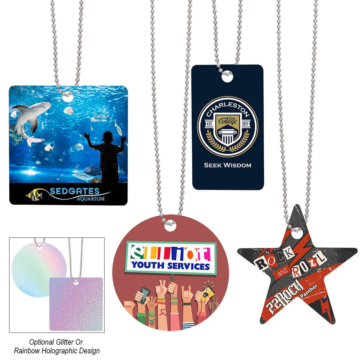 Custom Shape Acrylic Charm With Chain - Up To 4 Sq. In.