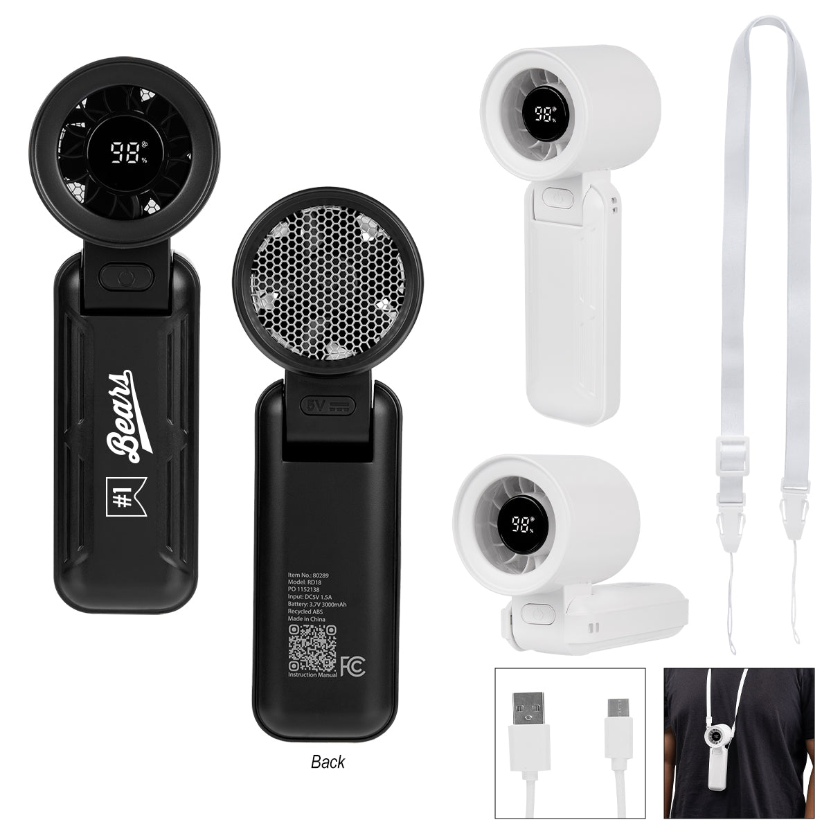 rABS Folding Fan With Digital Display