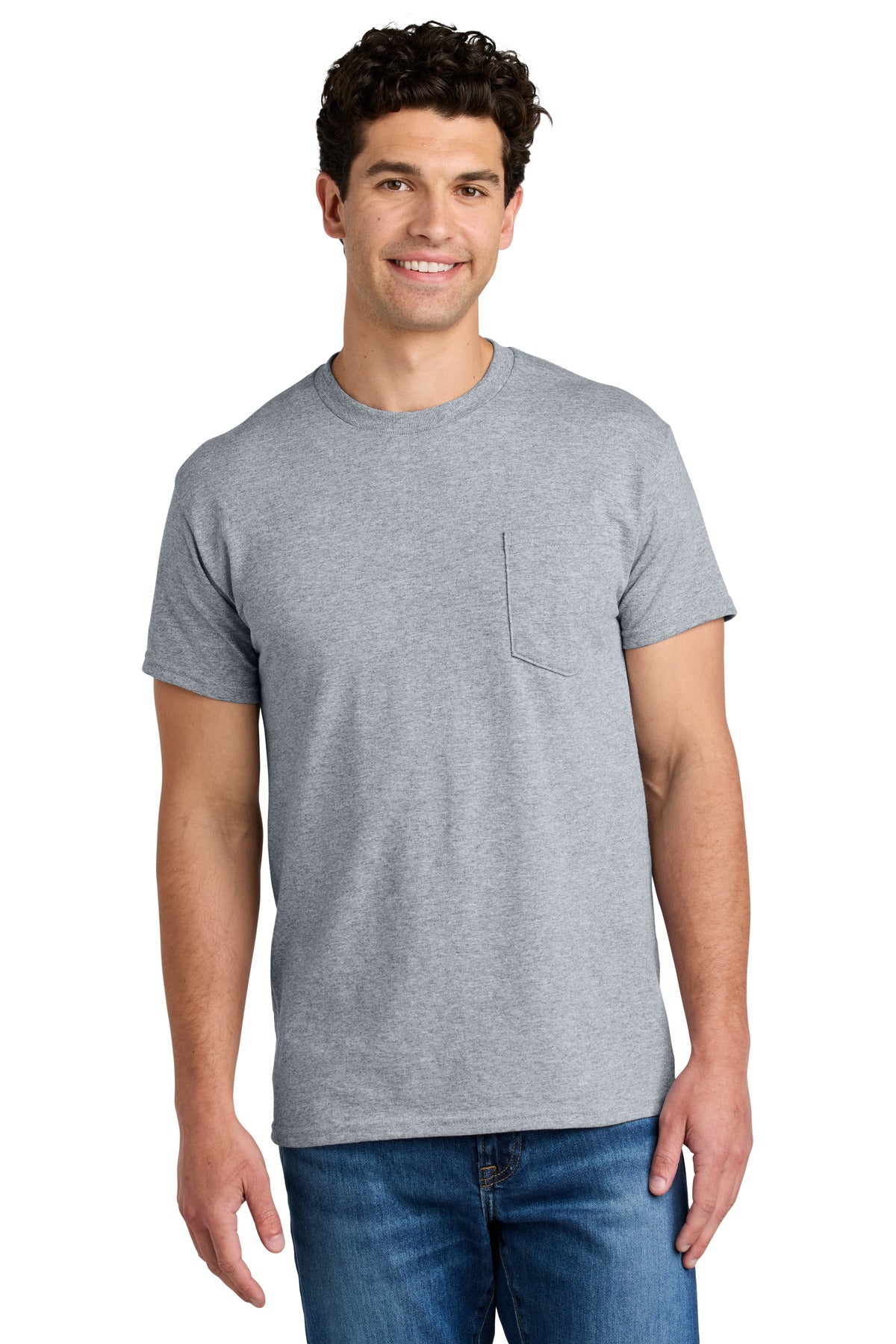 Custom logo Gildan® - DryBlend® 50 Cotton/50 Poly Pocket T-Shirt. 8300 in Sport Grey