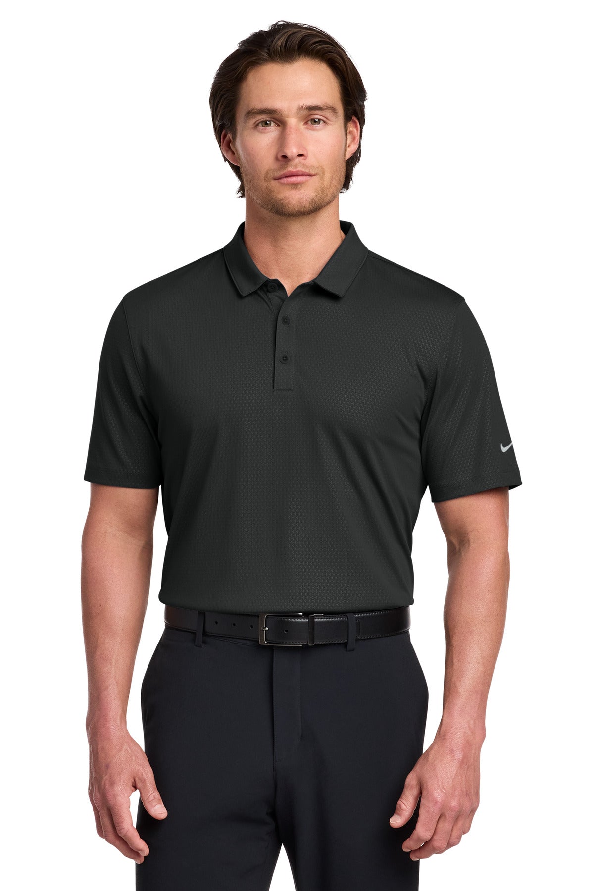 Custom logo Nike Dri-FIT Embossed Tri-Blade Polo. 838964 in Black