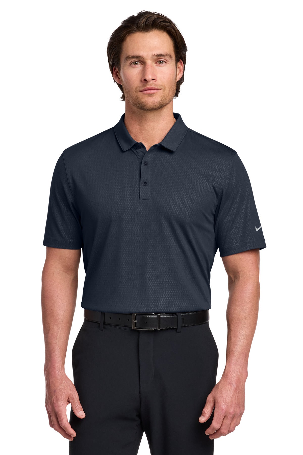 Custom logo Nike Dri-FIT Embossed Tri-Blade Polo. 838964 in Marine