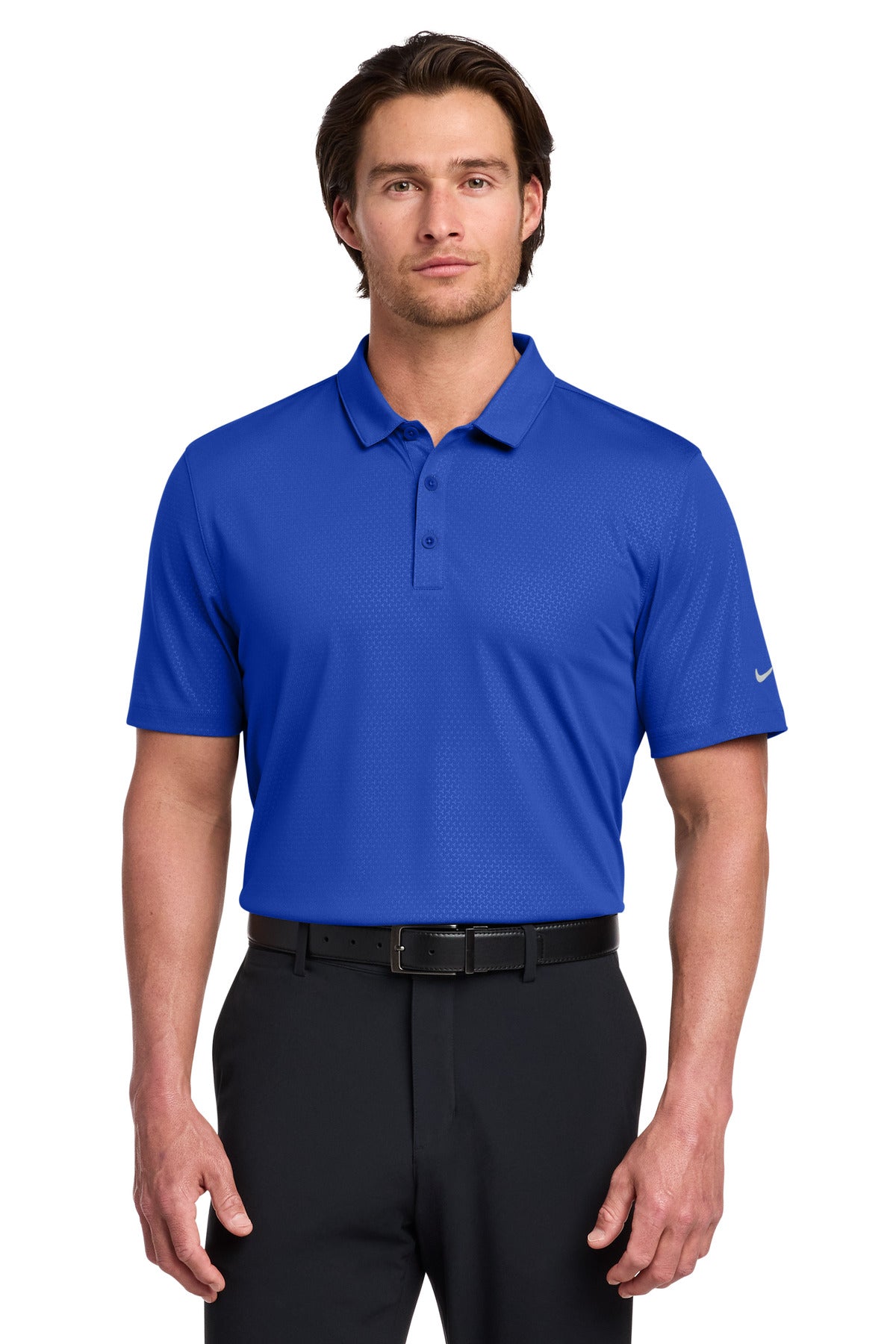 Custom logo Nike Dri-FIT Embossed Tri-Blade Polo. 838964 in Old Royal