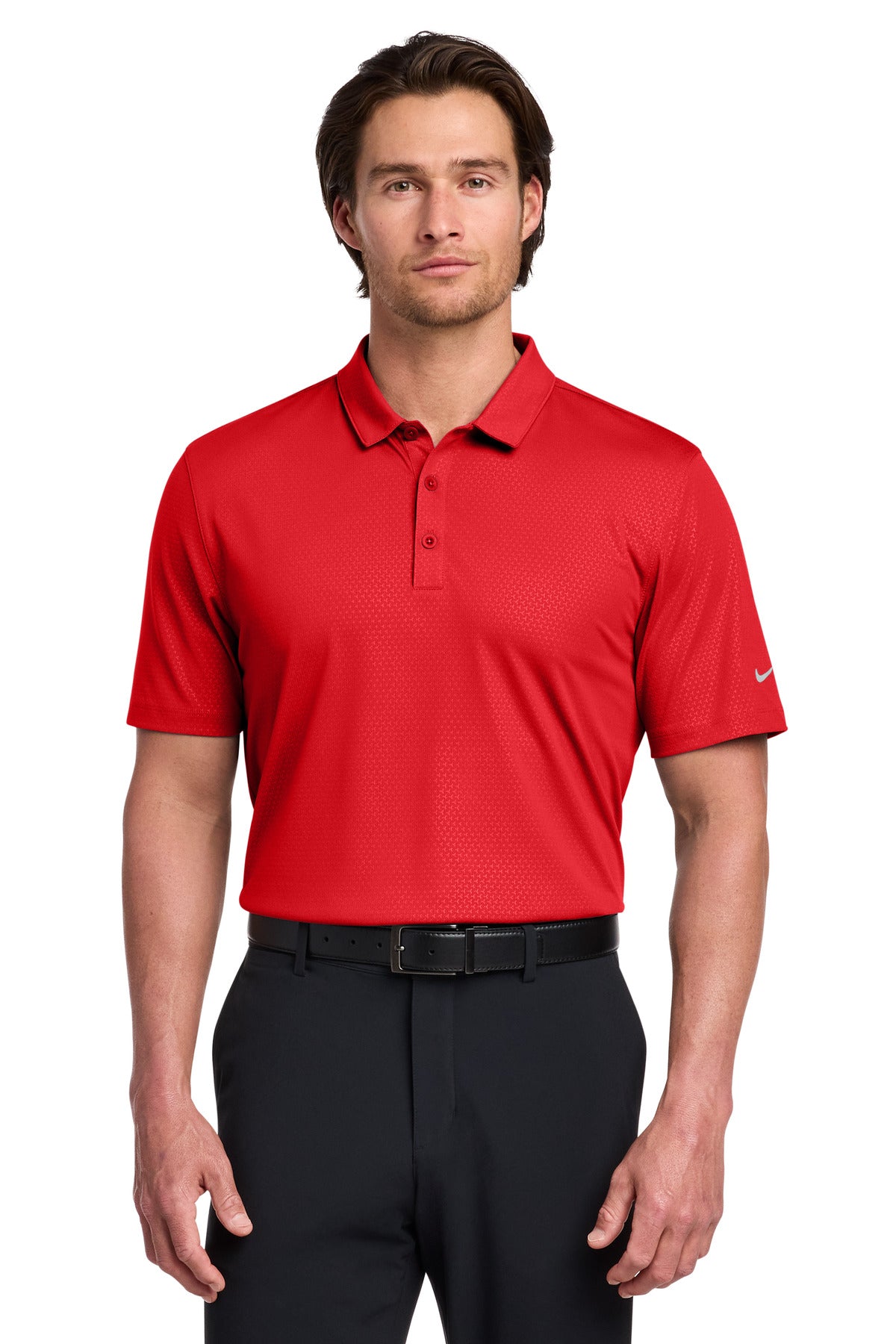 Custom logo Nike Dri-FIT Embossed Tri-Blade Polo. 838964 in University Red