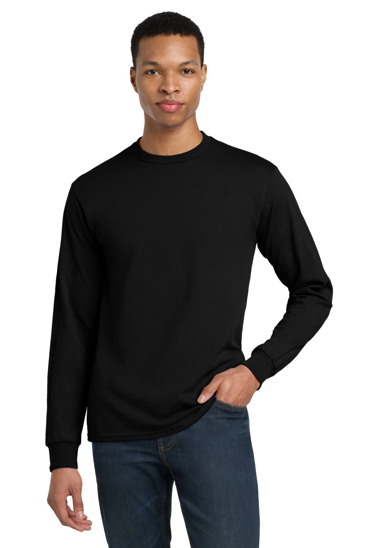 Custom logo Gildan® - DryBlend® 50 Cotton/50 Poly Long Sleeve T-Shirt. 8400 in Black