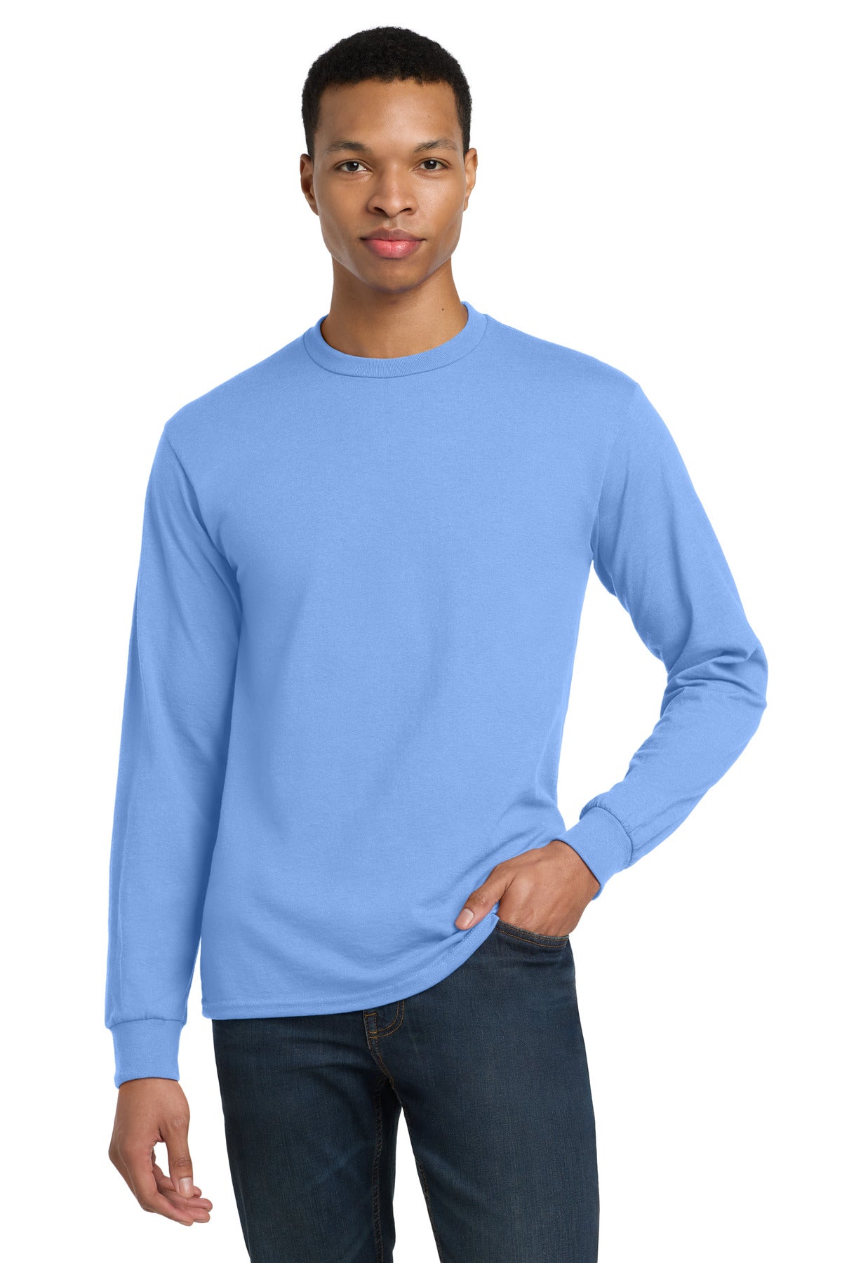 Custom logo Gildan® - DryBlend® 50 Cotton/50 Poly Long Sleeve T-Shirt. 8400 in Carolina Blue