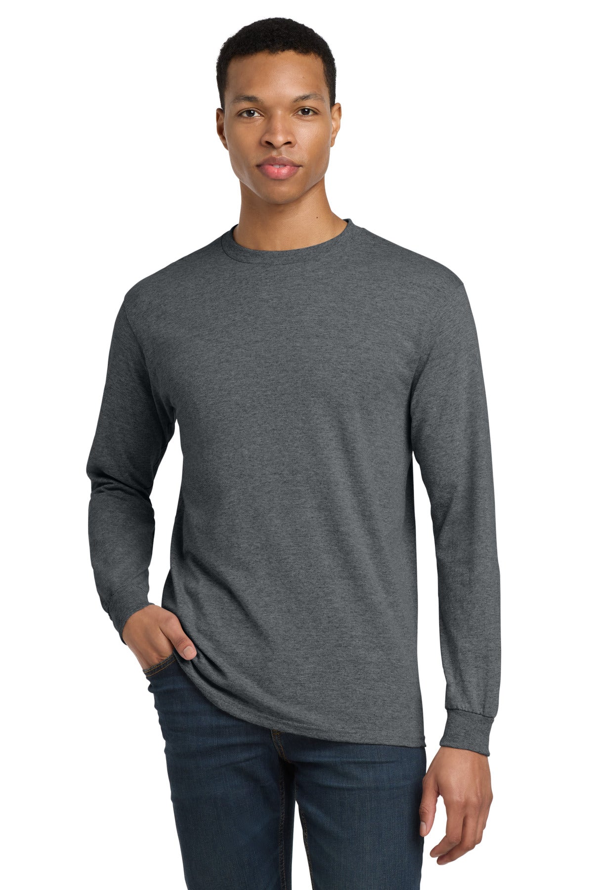 Custom logo Gildan® - DryBlend® 50 Cotton/50 Poly Long Sleeve T-Shirt. 8400 in Dark Heather