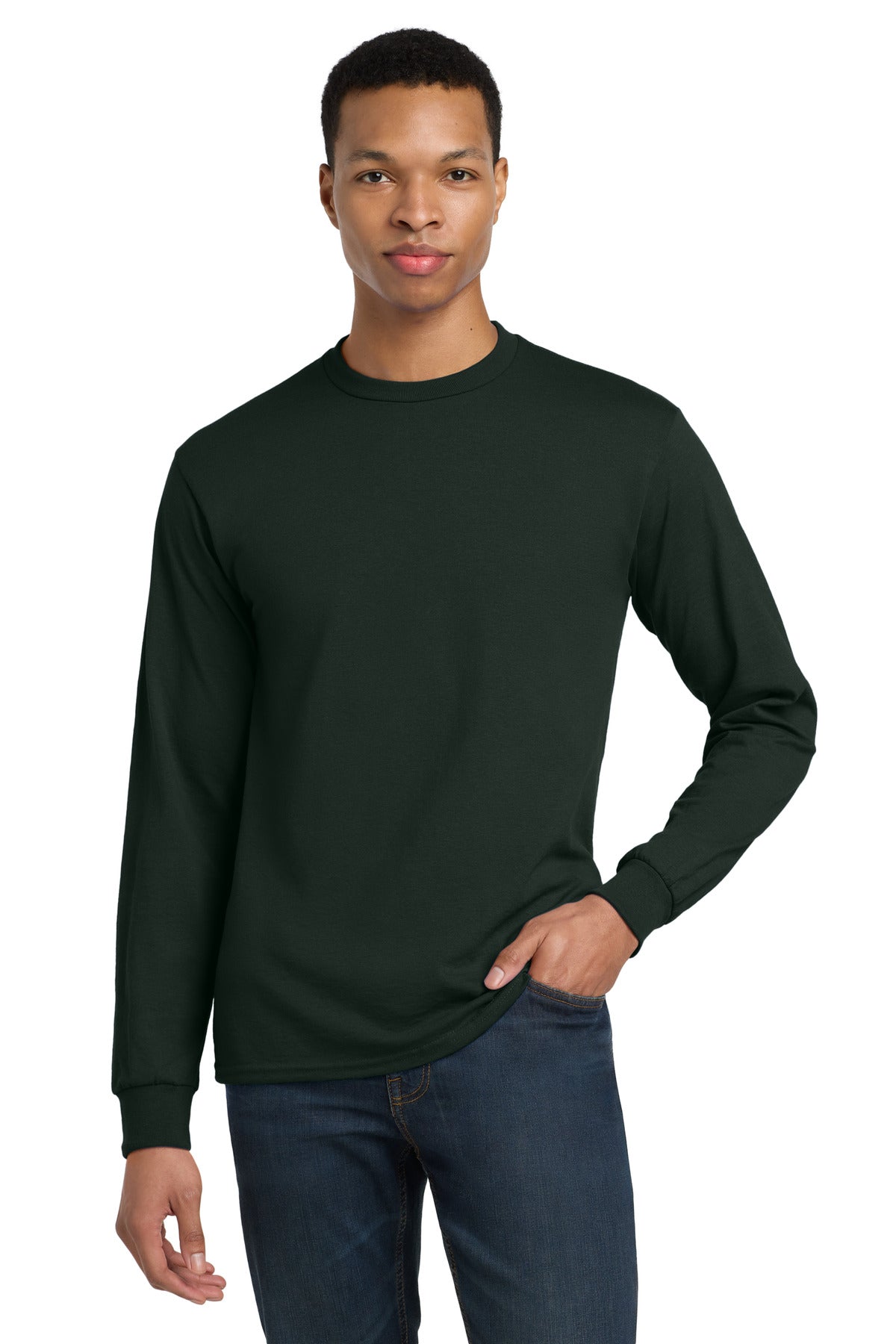 Custom logo Gildan® - DryBlend® 50 Cotton/50 Poly Long Sleeve T-Shirt. 8400 in Forest Green