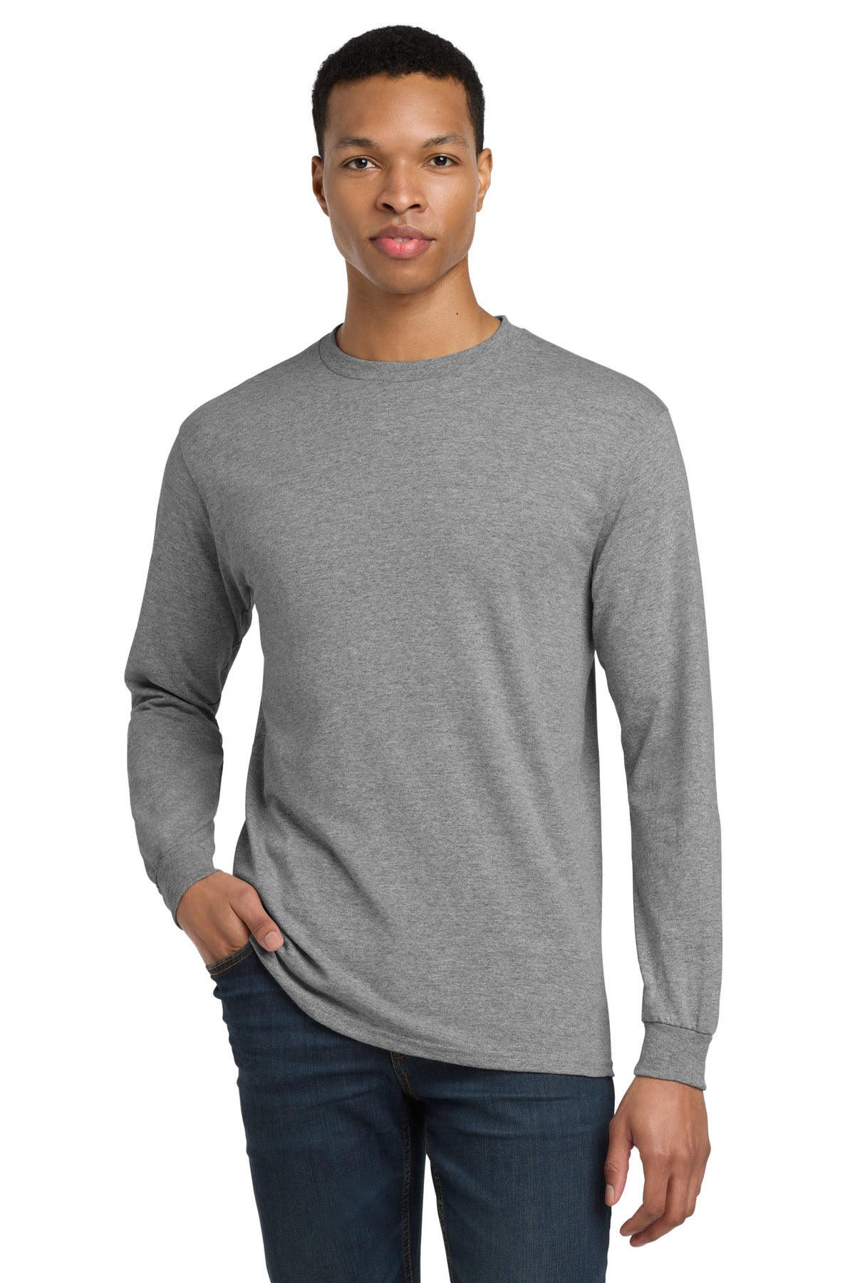 Custom logo Gildan® - DryBlend® 50 Cotton/50 Poly Long Sleeve T-Shirt. 8400 in Graphite Heather