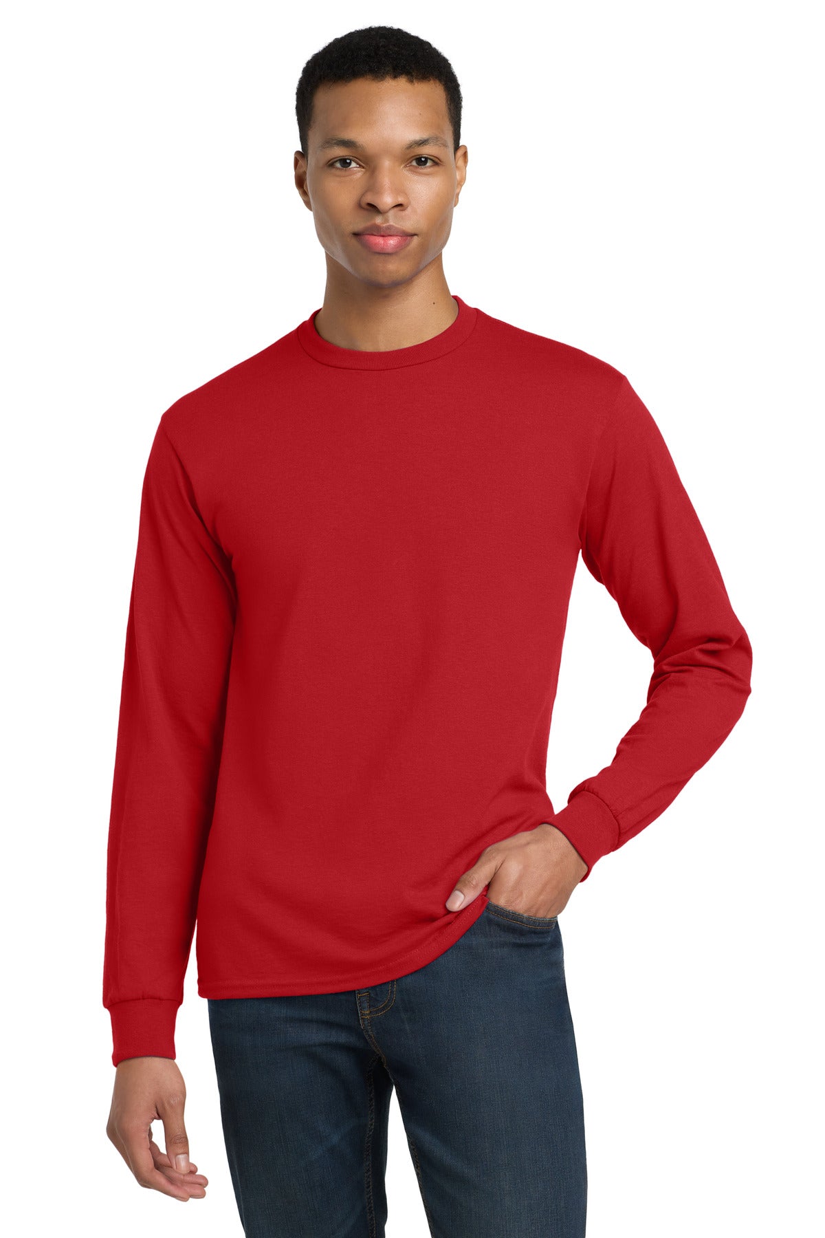 Custom logo Gildan® - DryBlend® 50 Cotton/50 Poly Long Sleeve T-Shirt. 8400 in Red