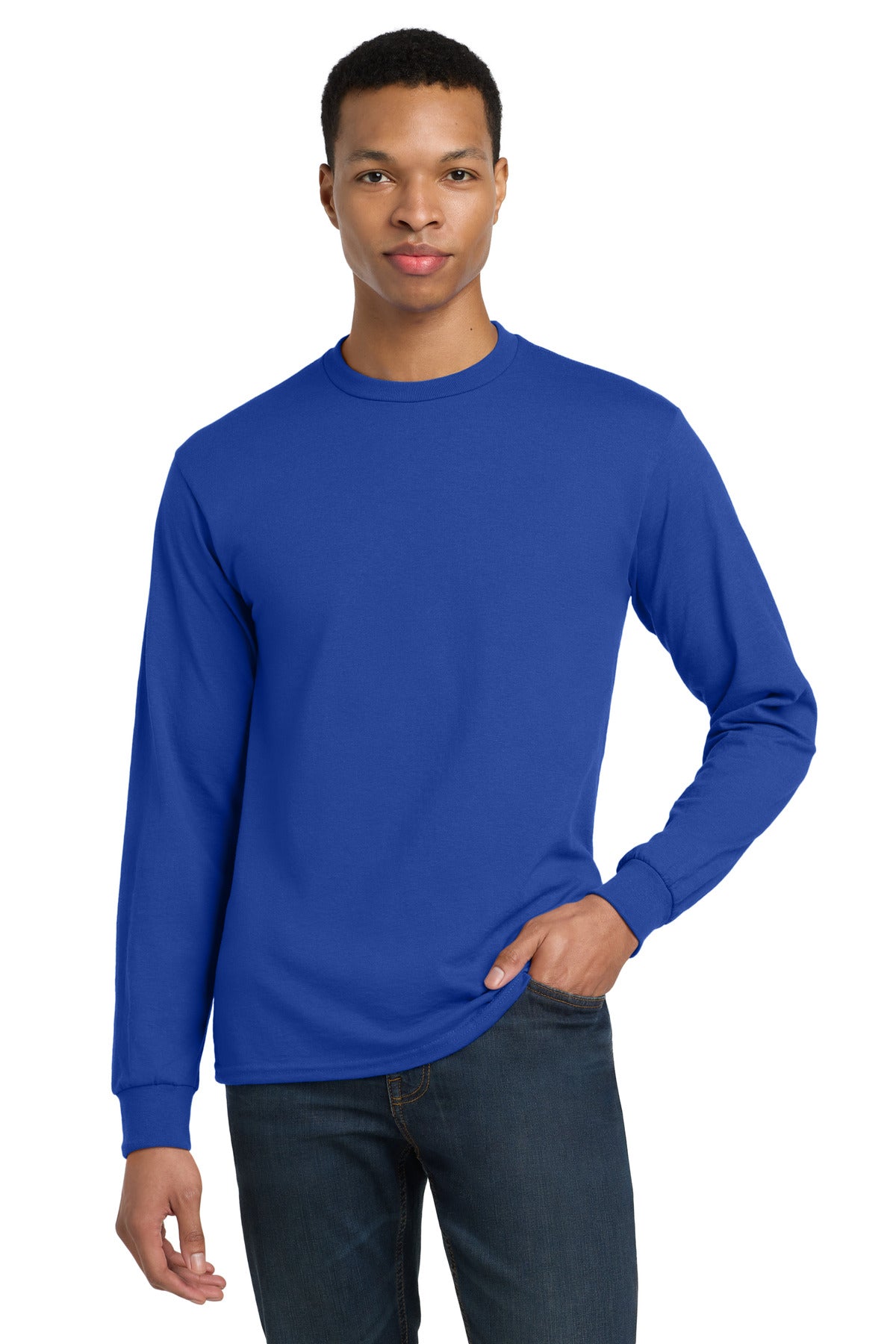 Custom logo Gildan® - DryBlend® 50 Cotton/50 Poly Long Sleeve T-Shirt. 8400 in Royal