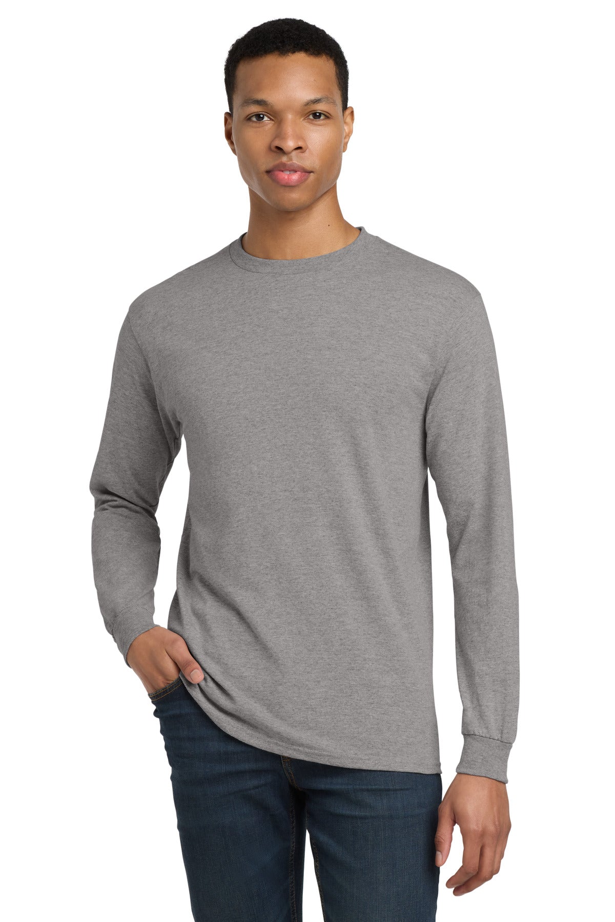 Custom logo Gildan® - DryBlend® 50 Cotton/50 Poly Long Sleeve T-Shirt. 8400 in Sport Grey