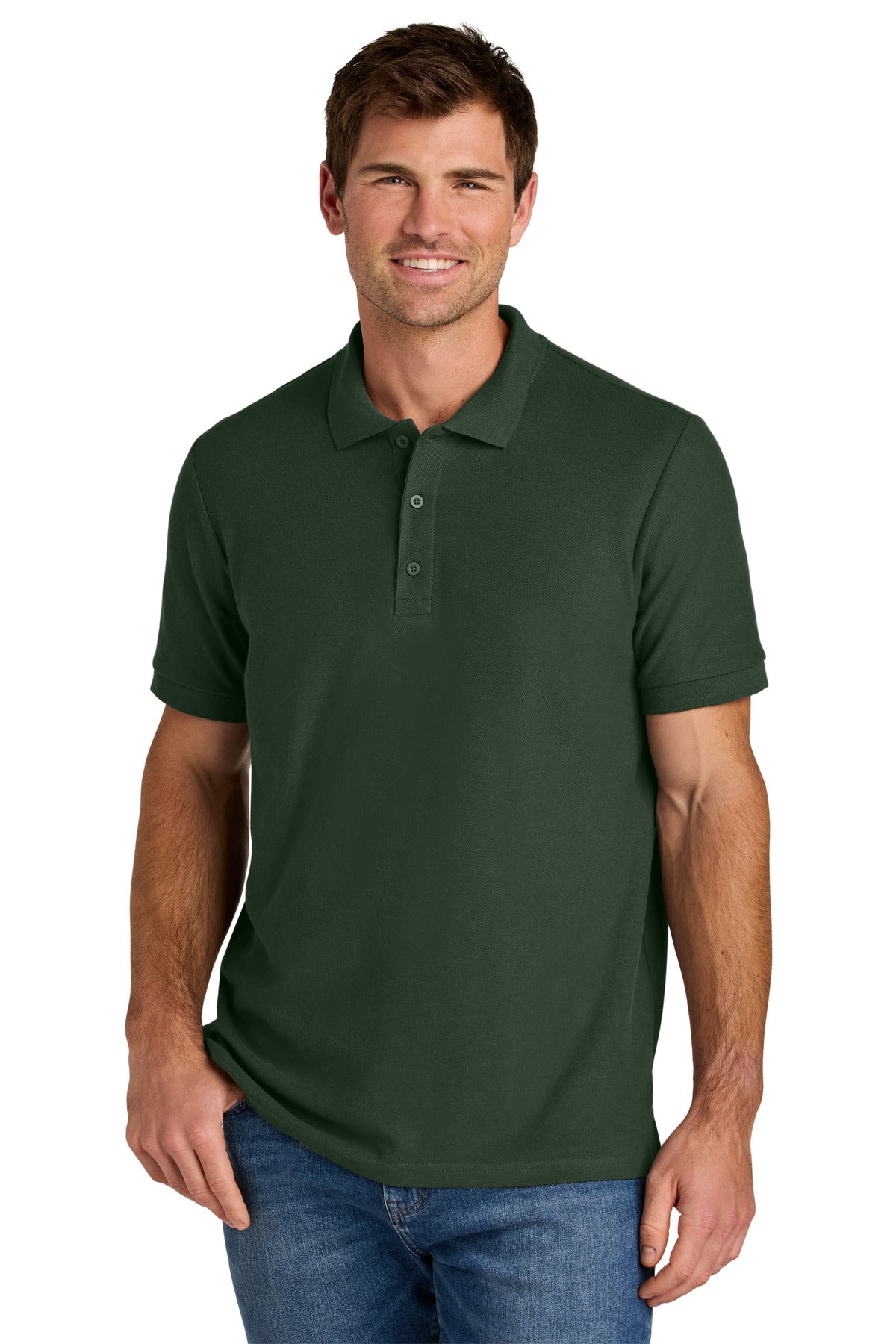 Custom logo Gildan Hammer® Pique Polo 85800 in Forest Green