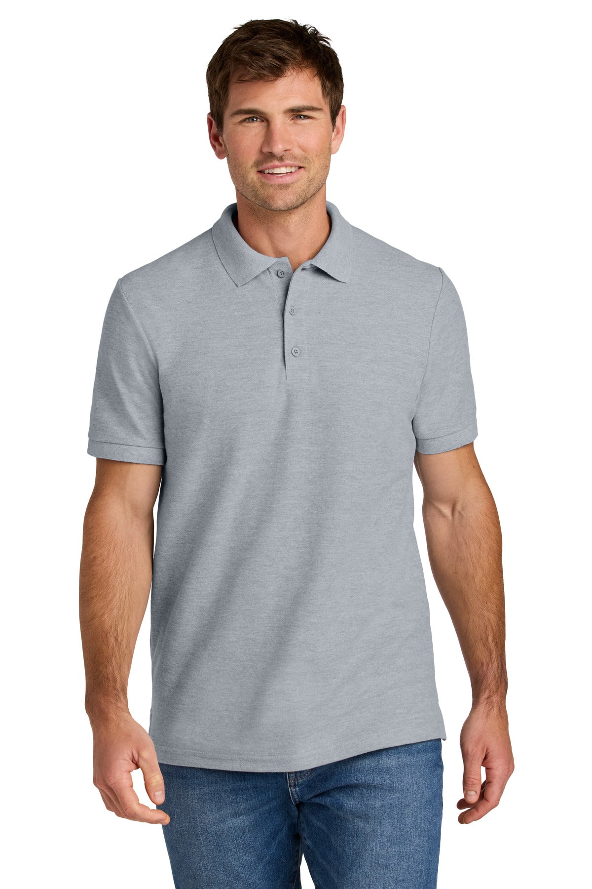 Custom logo Gildan Hammer® Pique Polo 85800 in Ring Spun Sport Grey